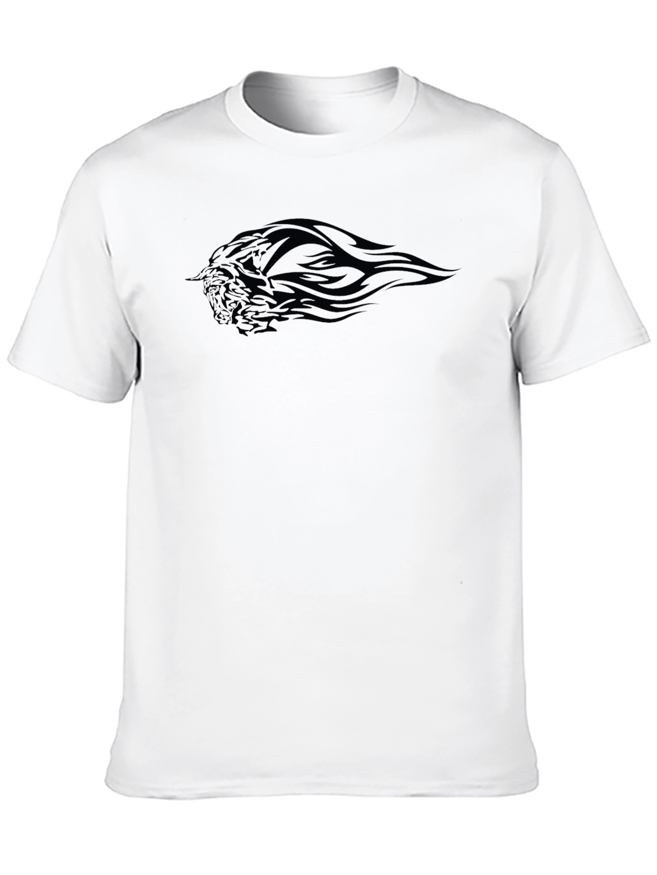 Mens Black Graphic Tee - Tribal Flame Design
