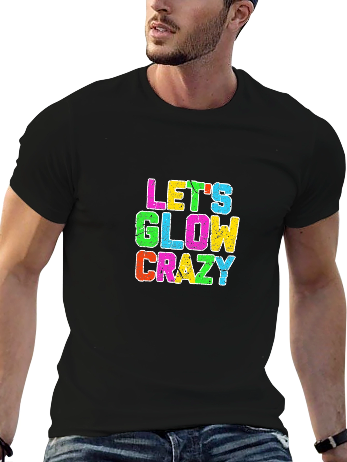 Lets Glow Crazy Graphic T-Shirt - Black