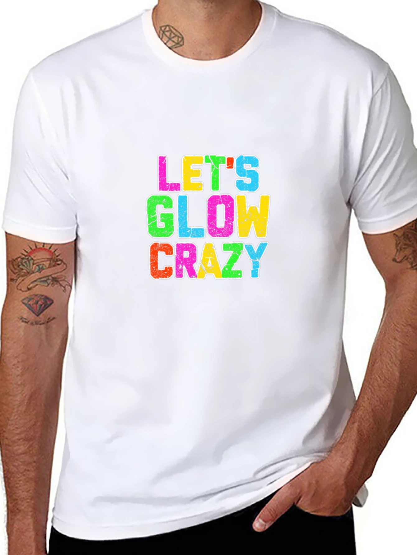 Lets Glow Crazy Graphic T-Shirt - Black