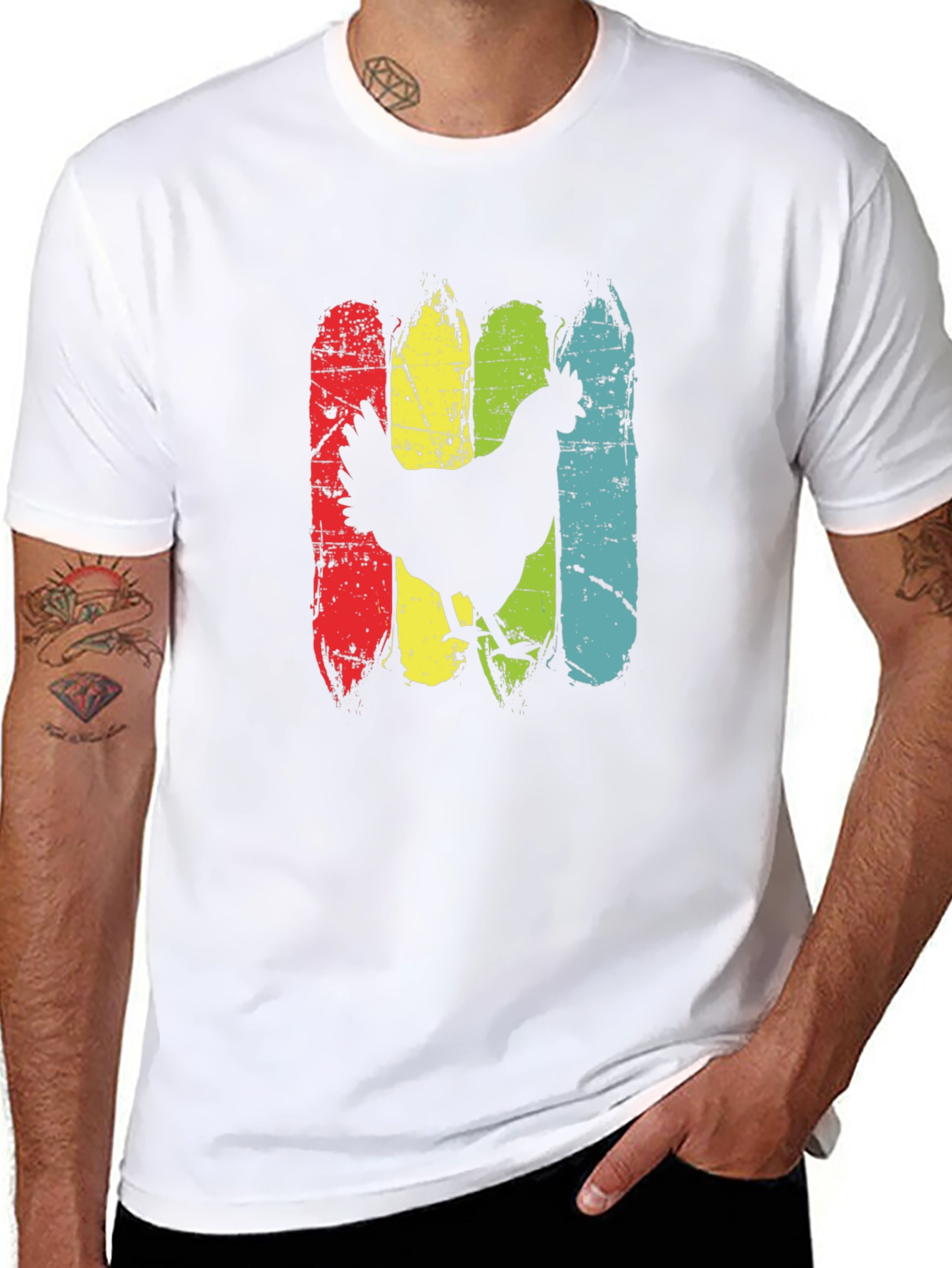 Retro Chicken Graphic T-Shirt - Farm Animal Tee
