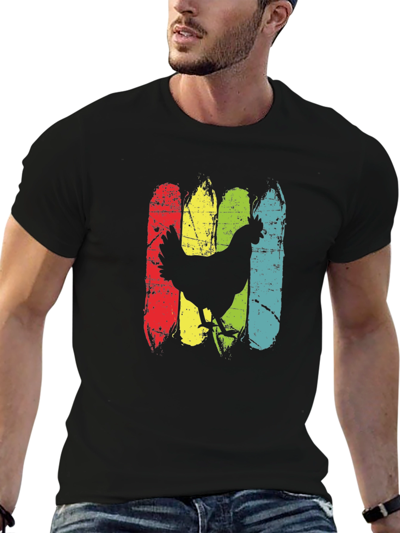 Retro Chicken Graphic T-Shirt - Farm Animal Tee