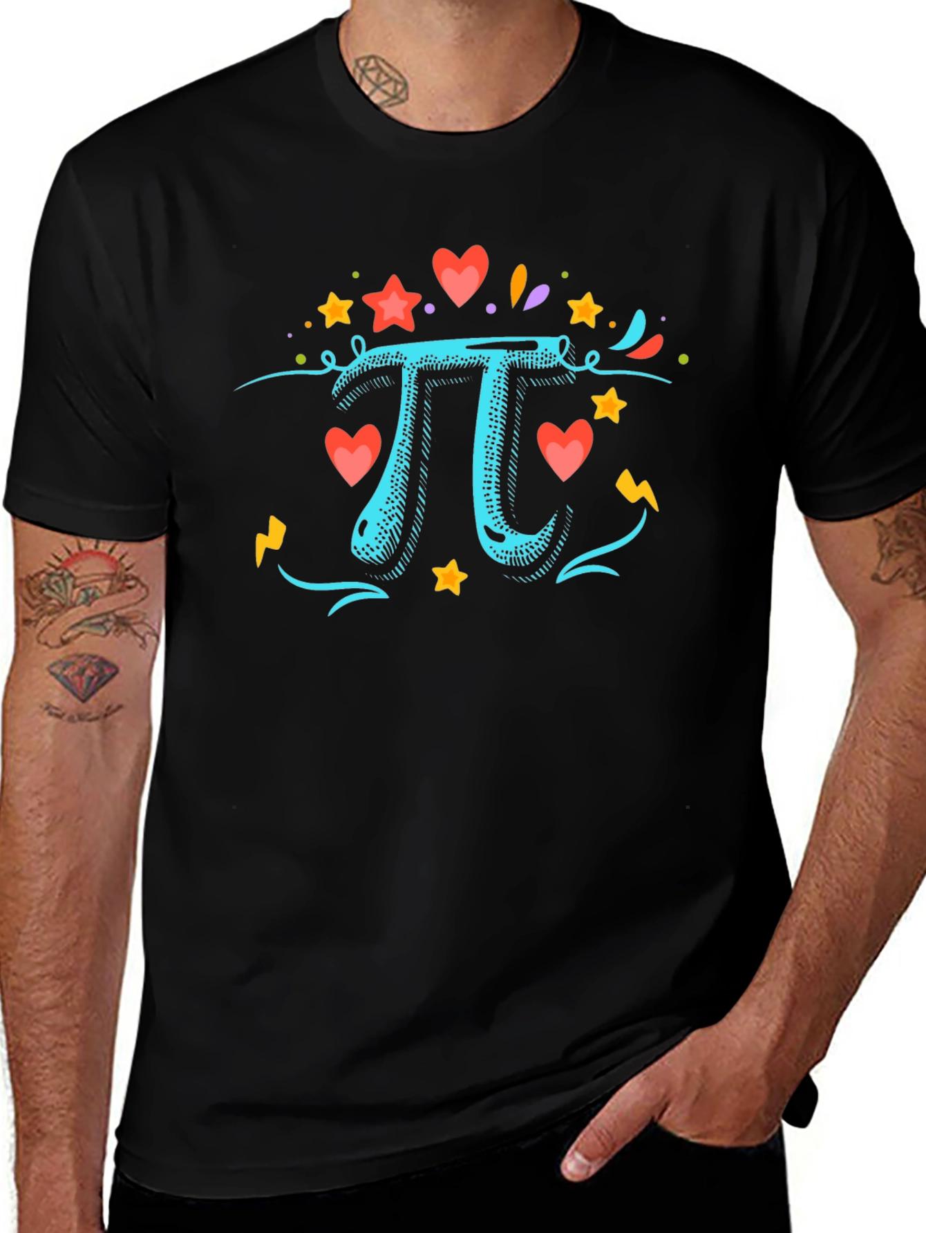 Pi Day T-Shirt: Hearts & Stars Graphic Tee