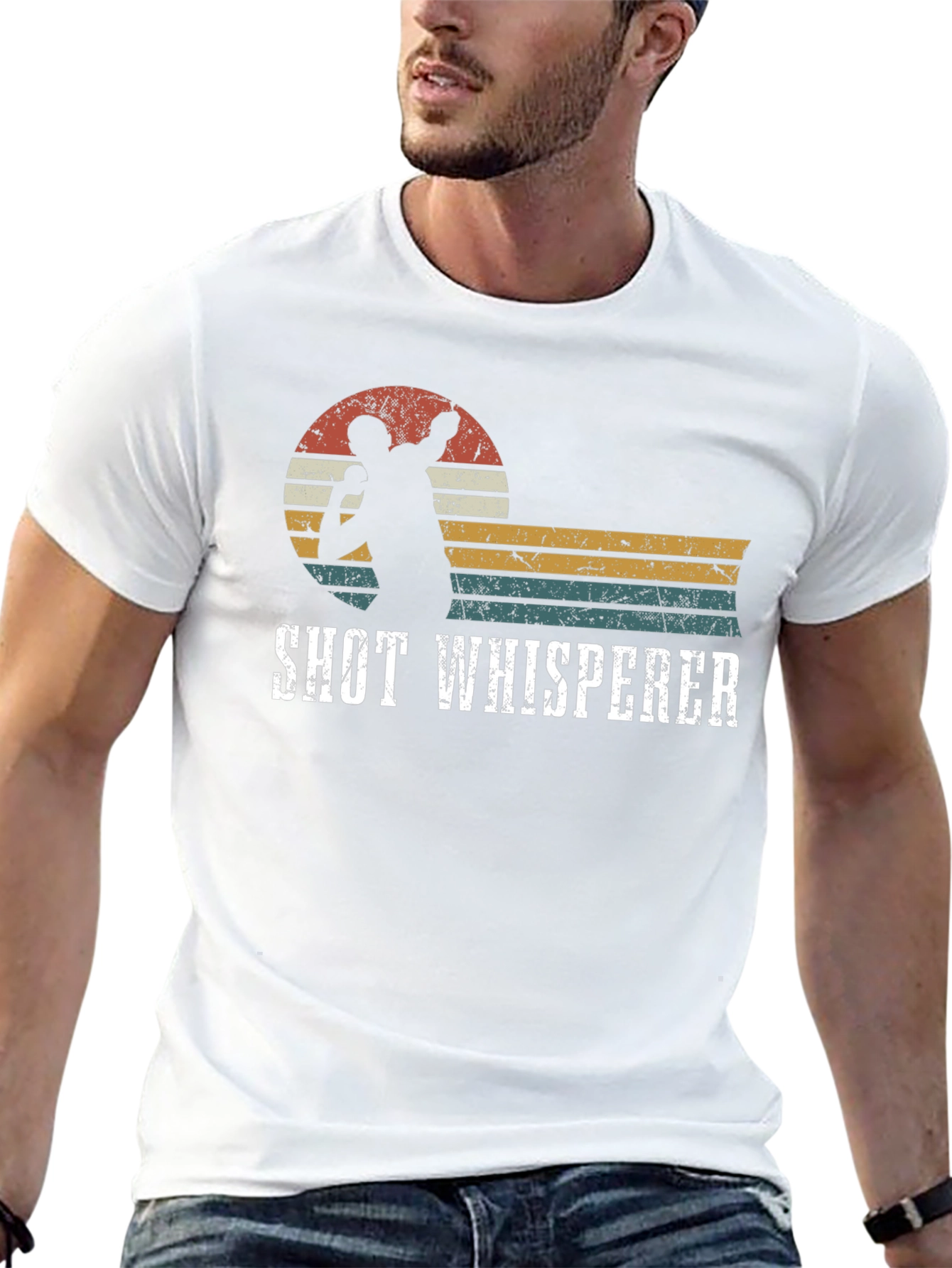 Shot Whisperer T-Shirt - Retro Style Throwing Silhouette