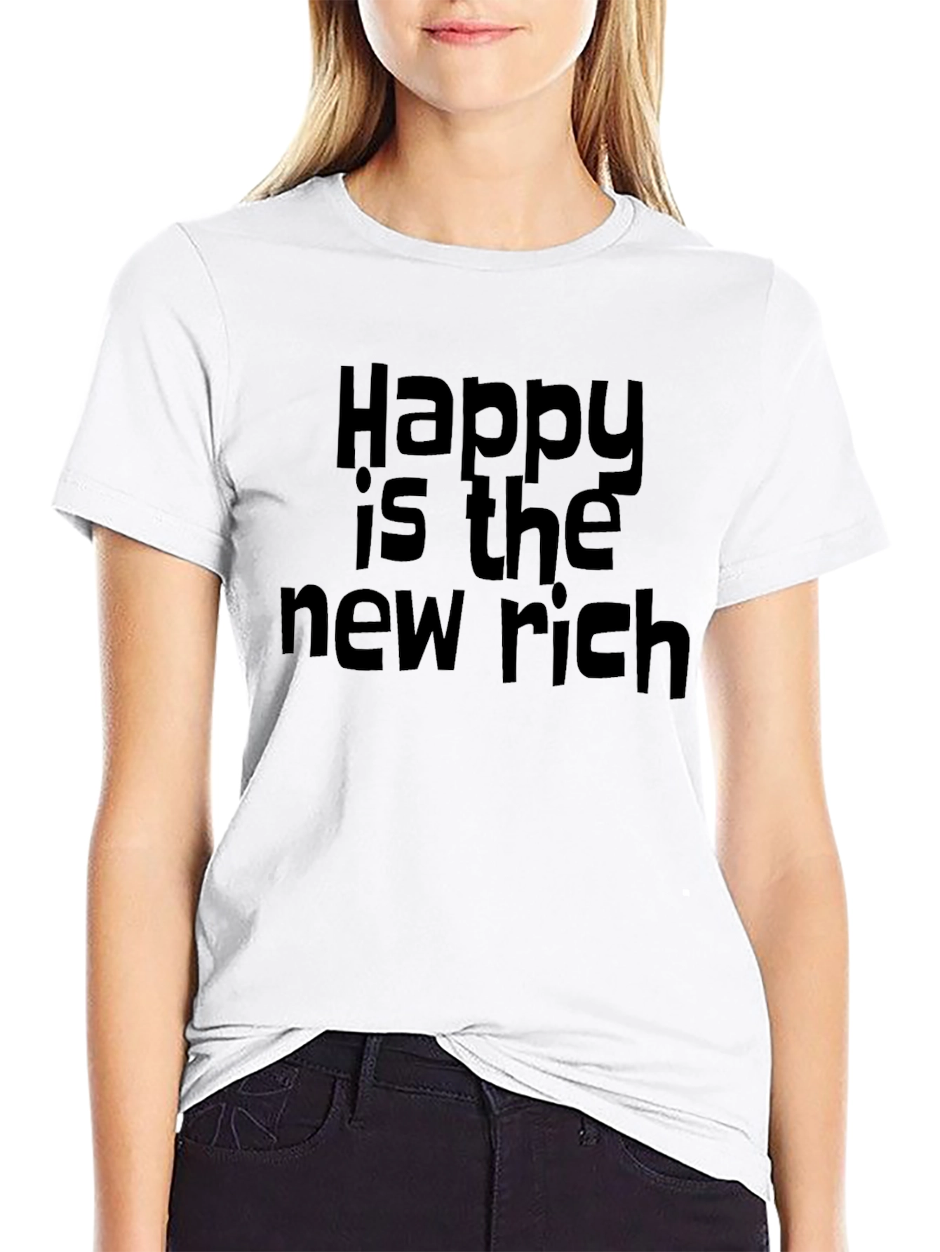 Happy is the New Rich Black T-Shirt