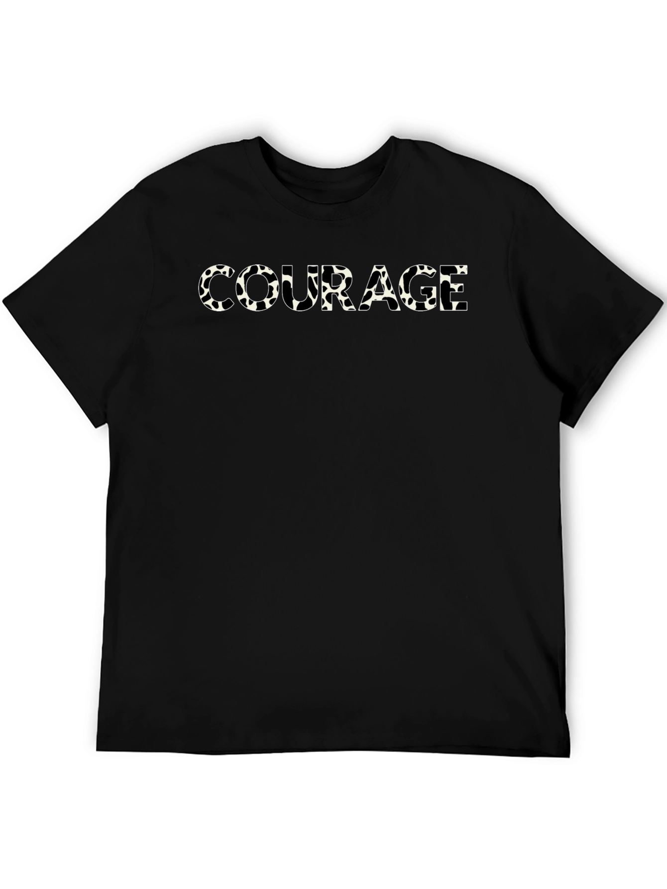 Courage Cow Print Mens Black T-Shirt