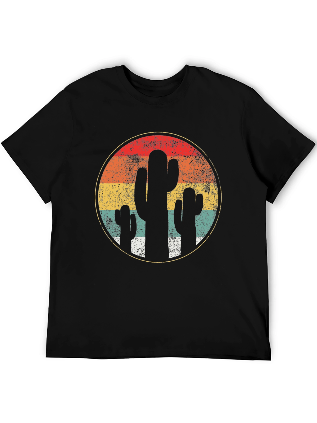 Retro Cactus Sunset T-Shirt - Desert Vibes