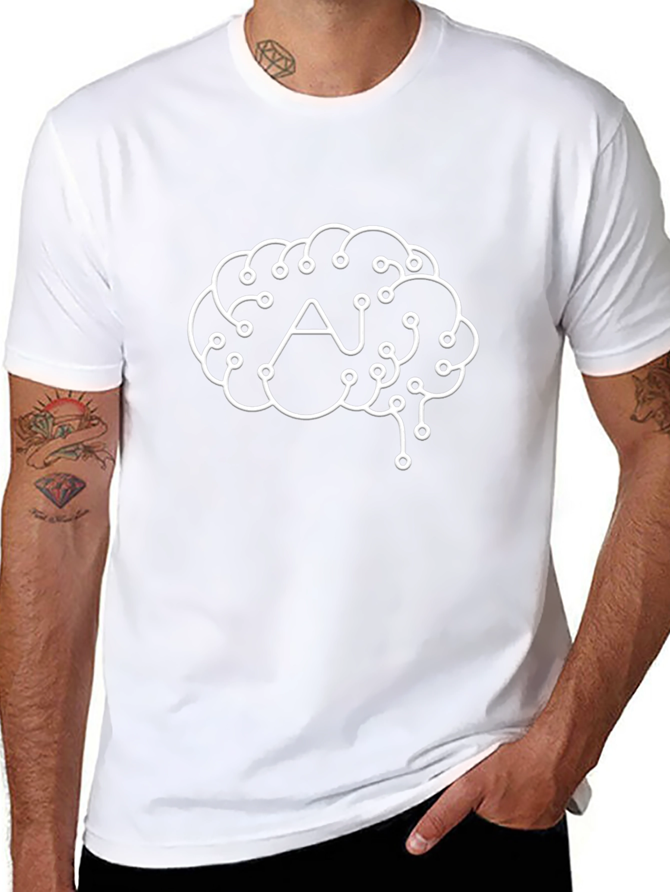 AI Brain Graphic Tee - Black