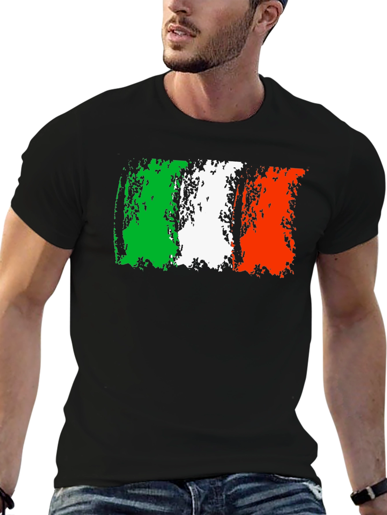 Italy Flag Graphic Tee - Distressed Design