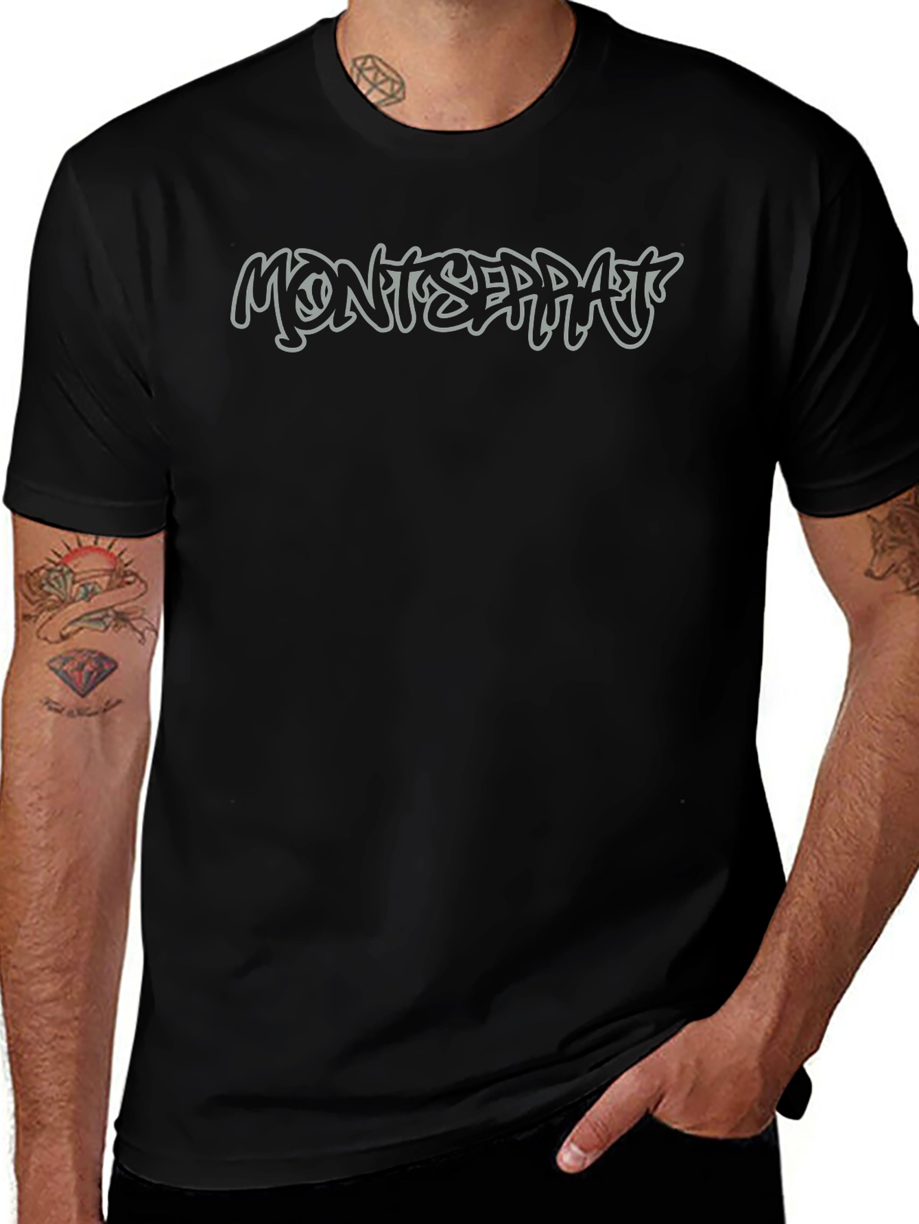 Montserrat Graphic Print Black T-Shirt