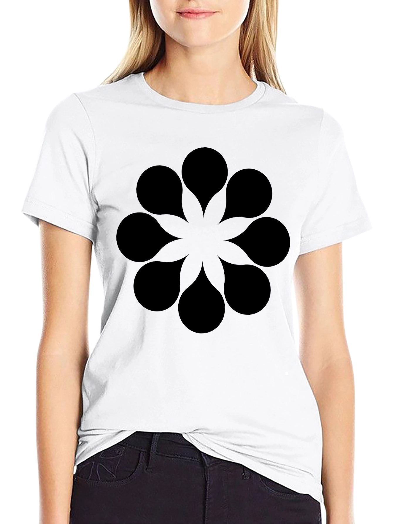Geometric Floral Black T-Shirt