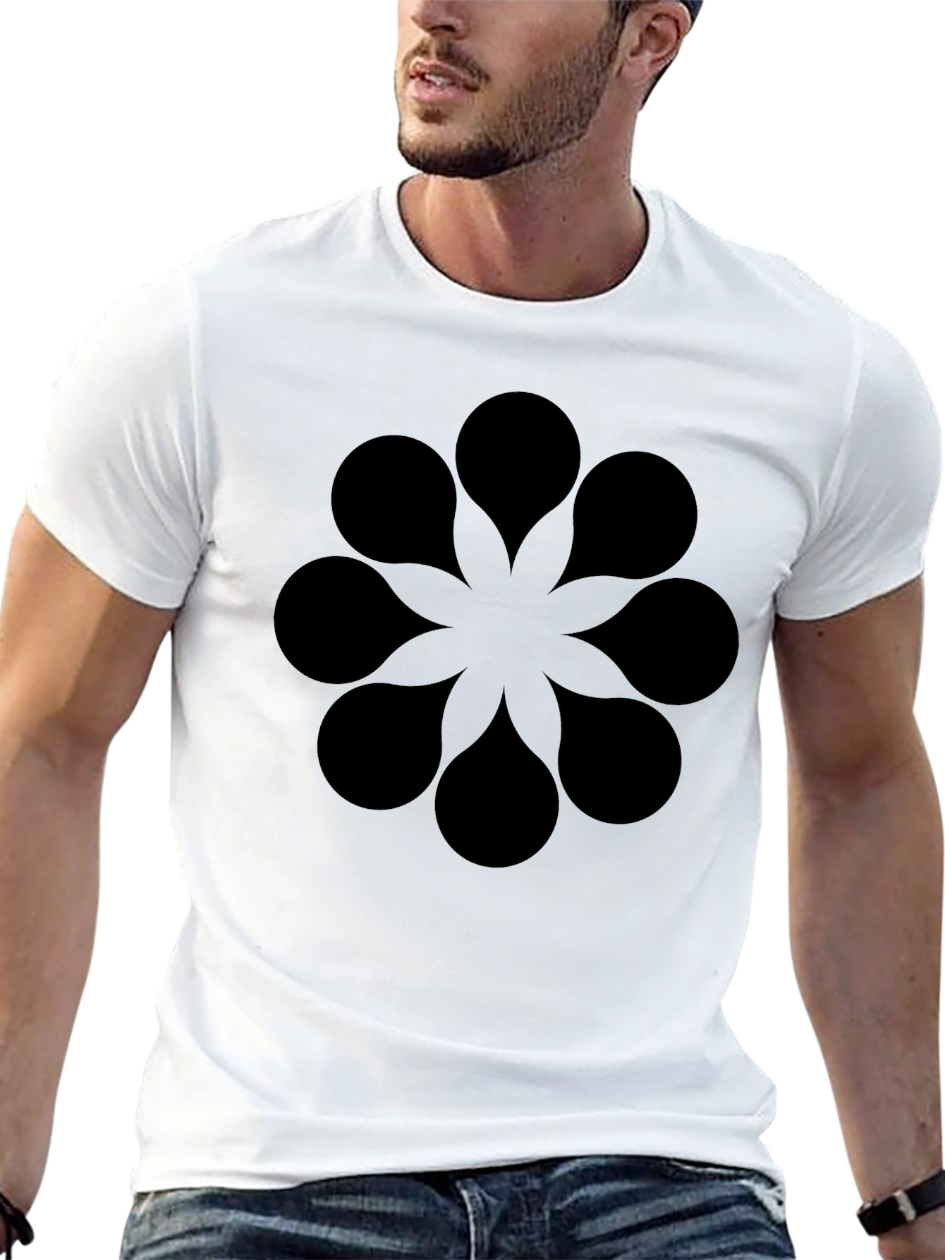 Geometric Floral Black T-Shirt