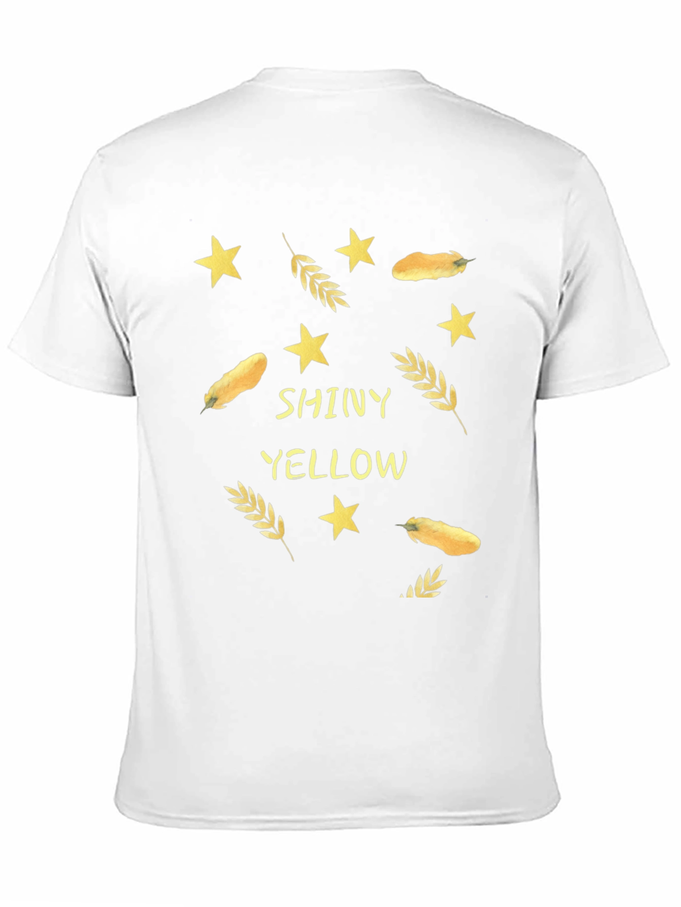 Shiny Yellow Print Black T-Shirt