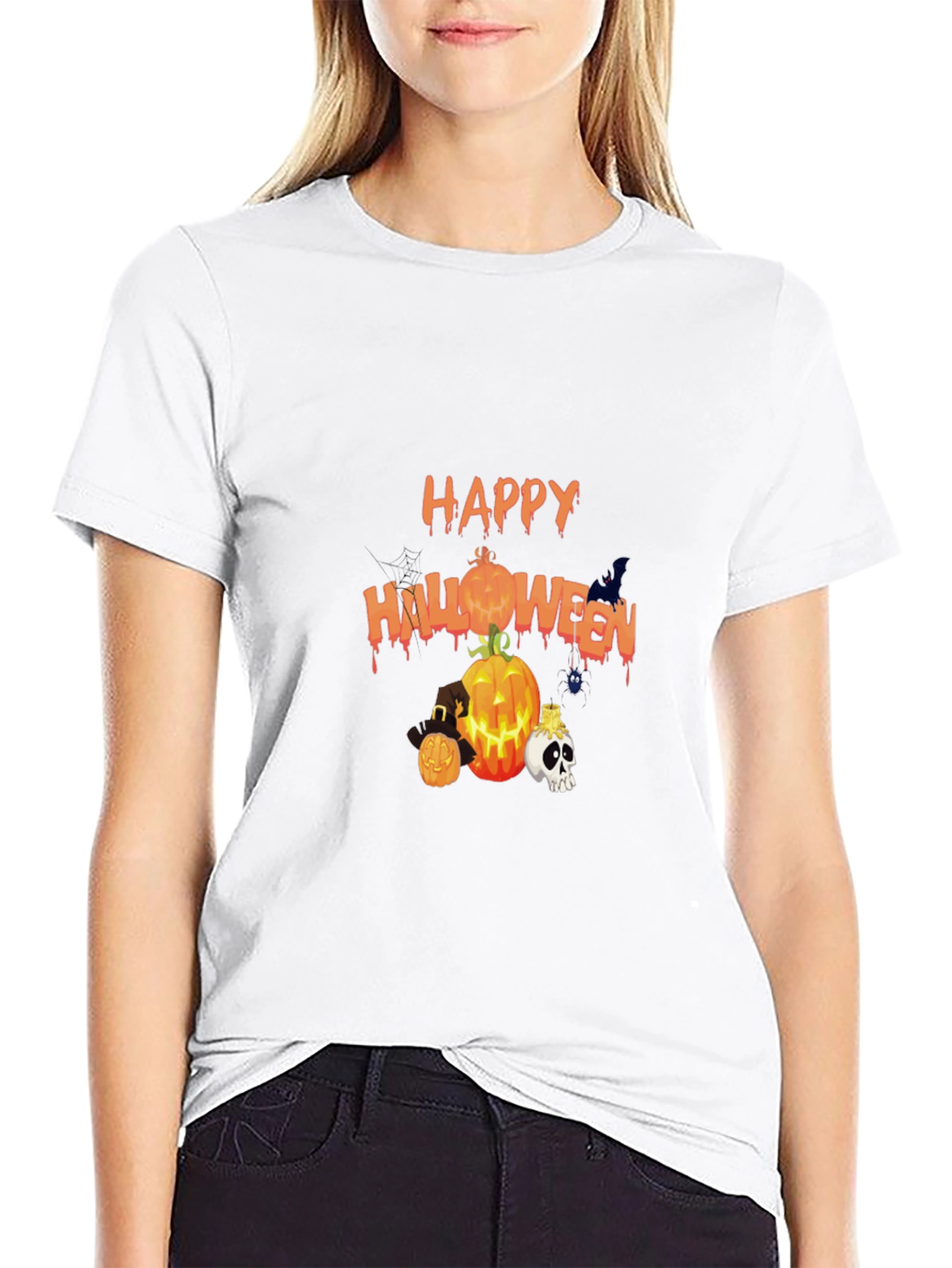 Happy Halloween Black Graphic T-Shirt