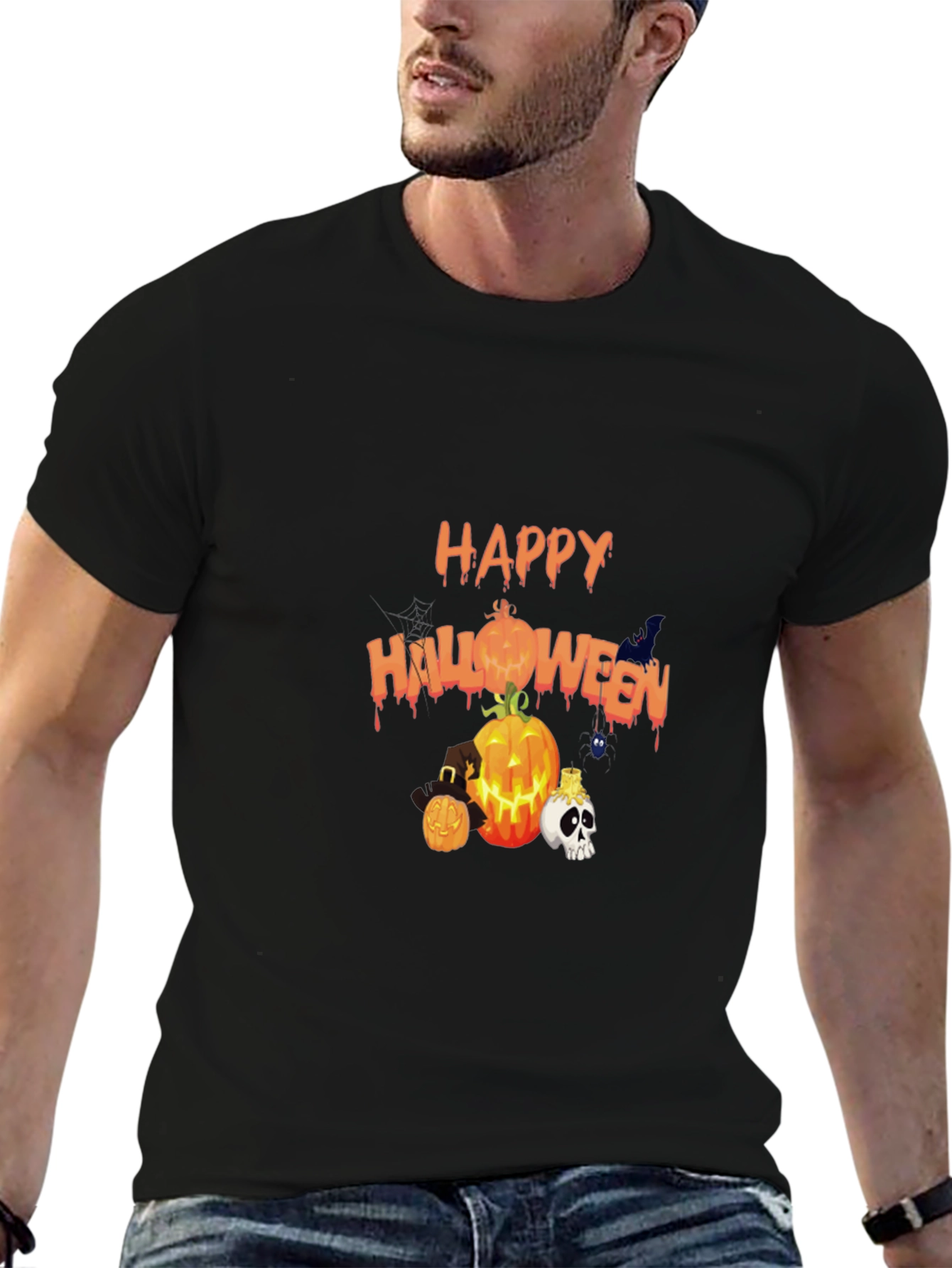 Happy Halloween Black Graphic T-Shirt