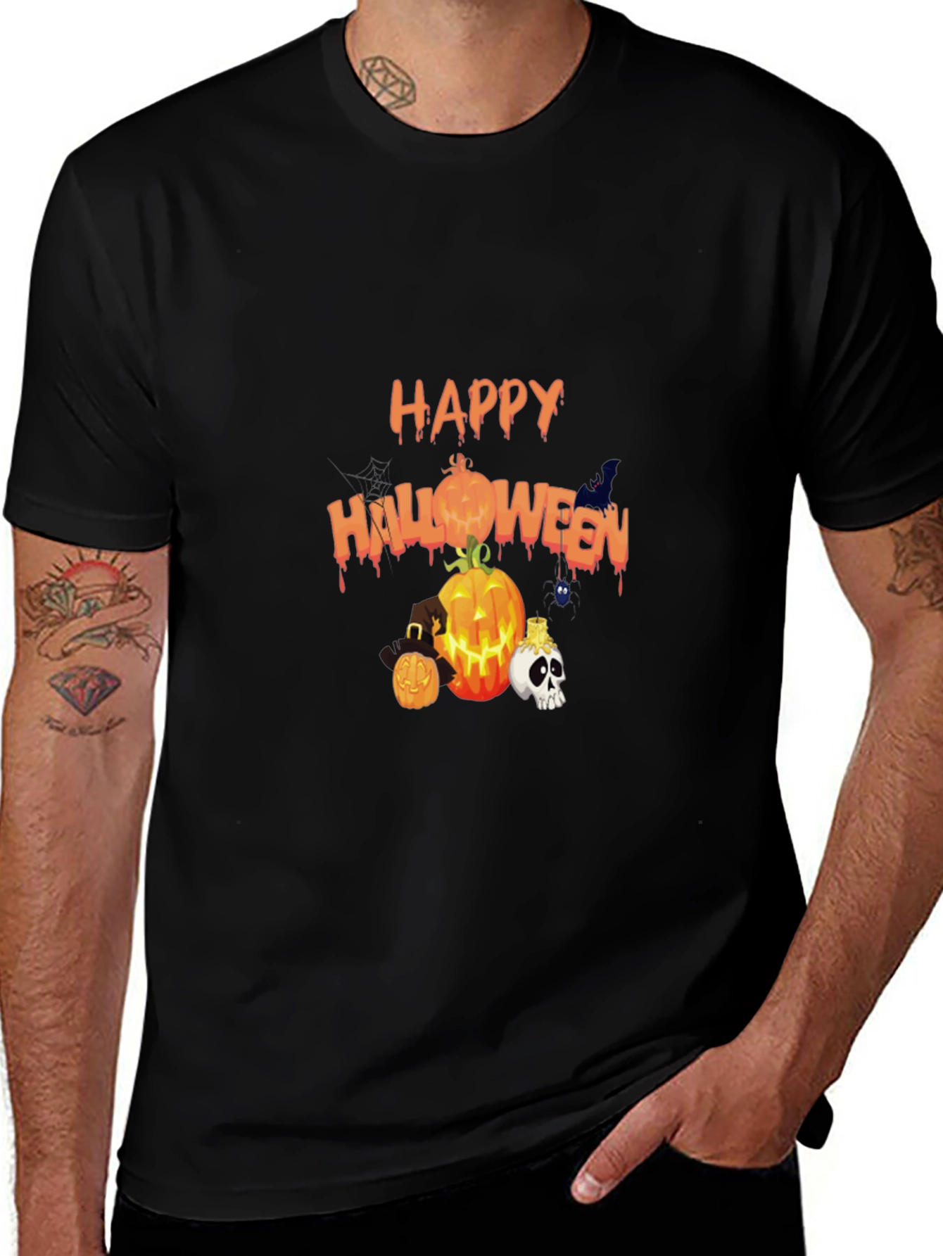 Happy Halloween Black Graphic T-Shirt