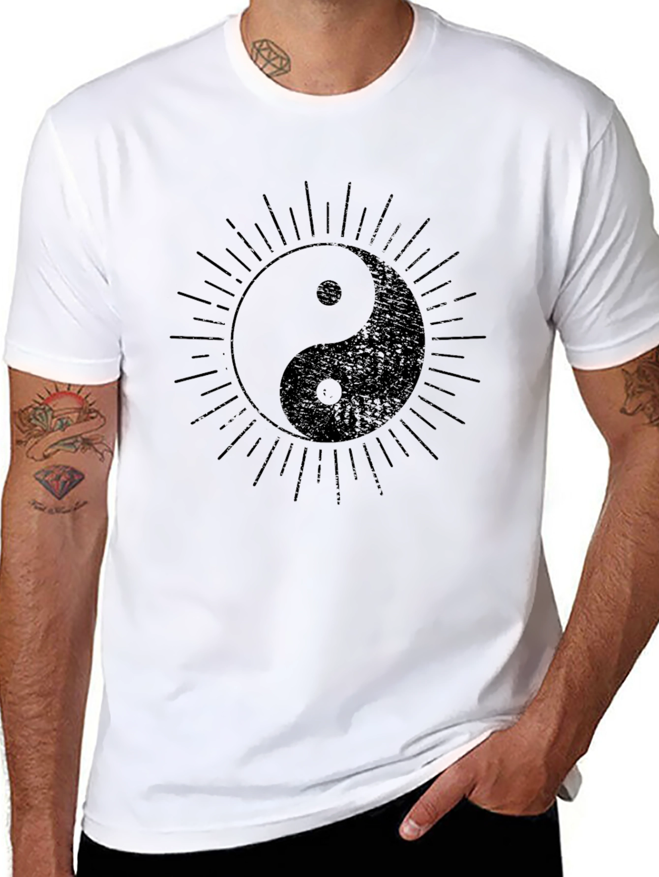 Yin Yang Graphic Tee - Black Cotton Blend
