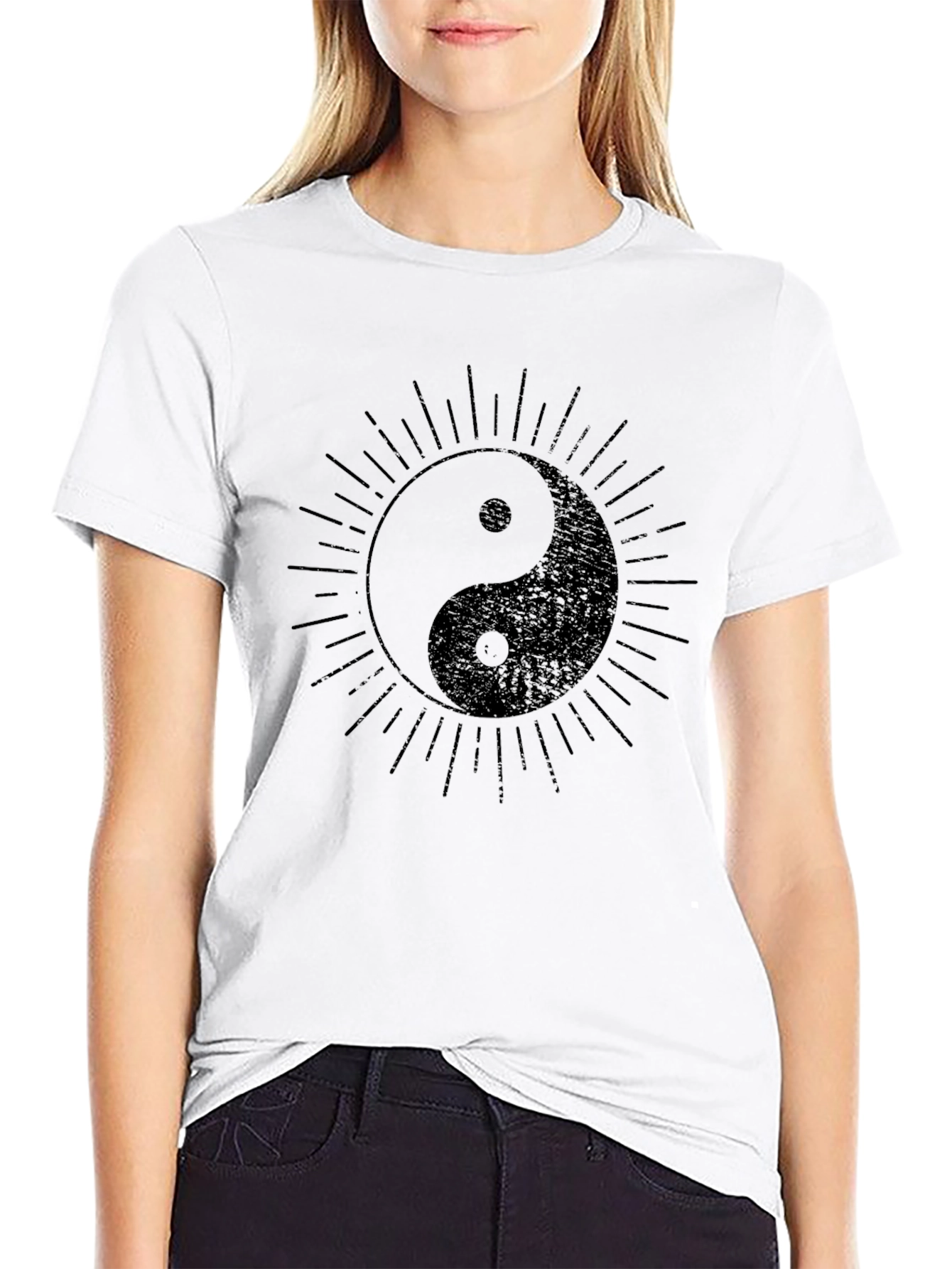 Yin Yang Graphic Tee - Black Cotton Blend