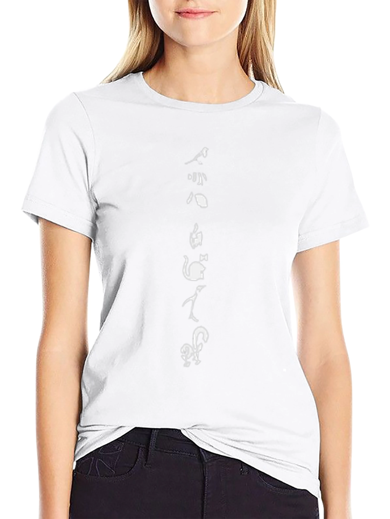 Whimsical Cat Silhouette Black T-Shirt