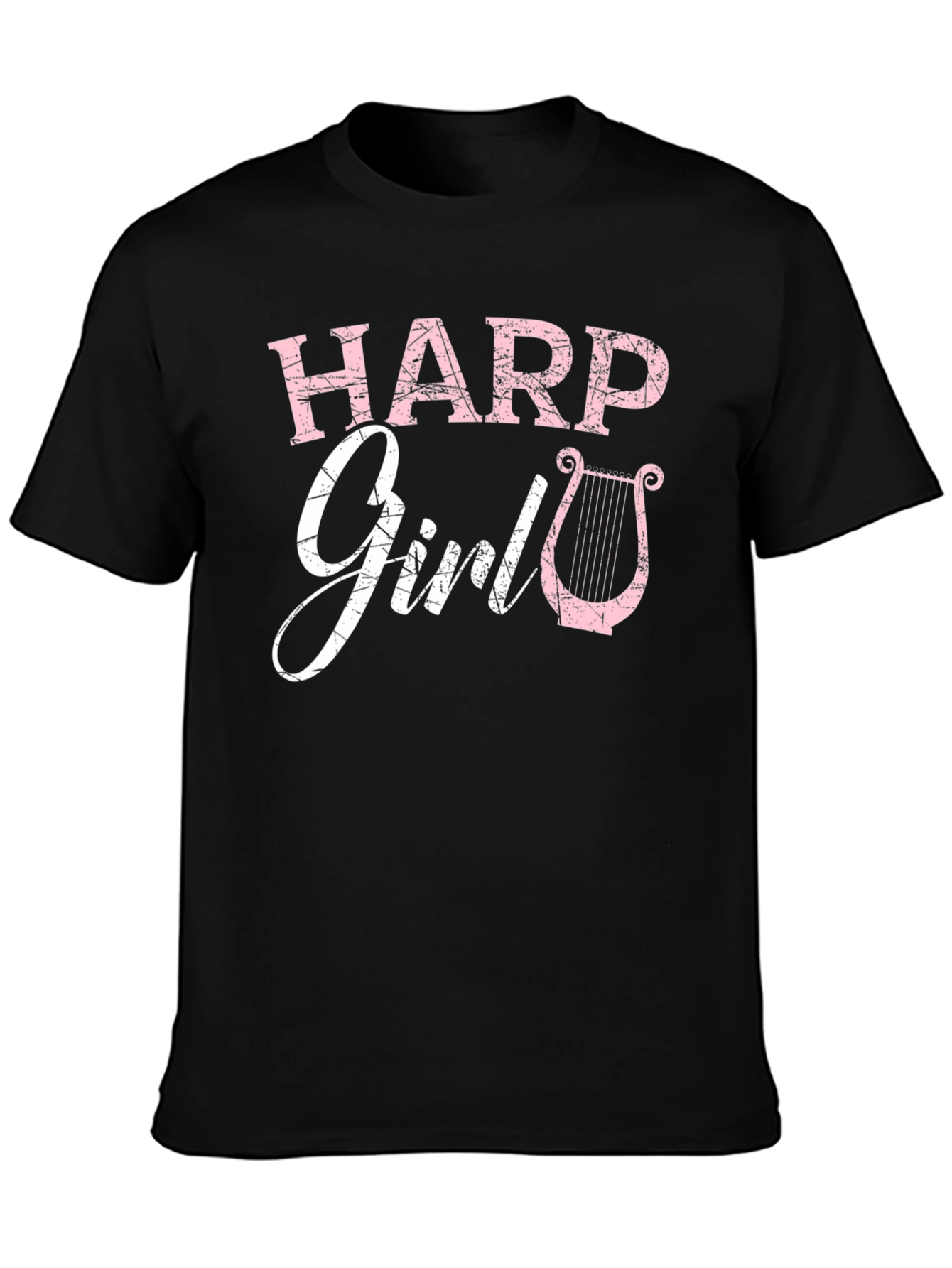 Harp Girl T-Shirt - Musician Tee - Pink Harp
