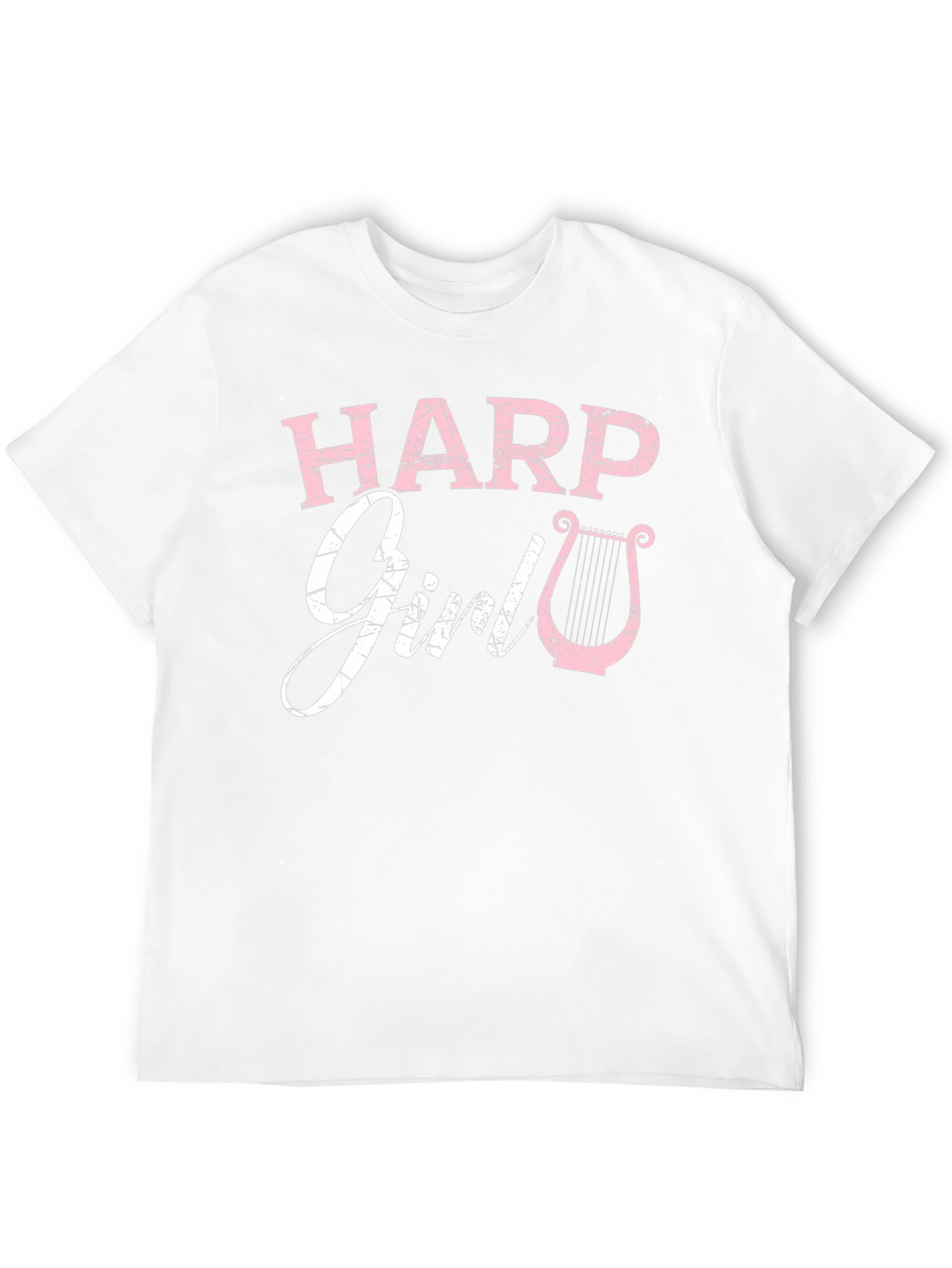 Harp Girl T-Shirt - Musician Tee - Pink Harp