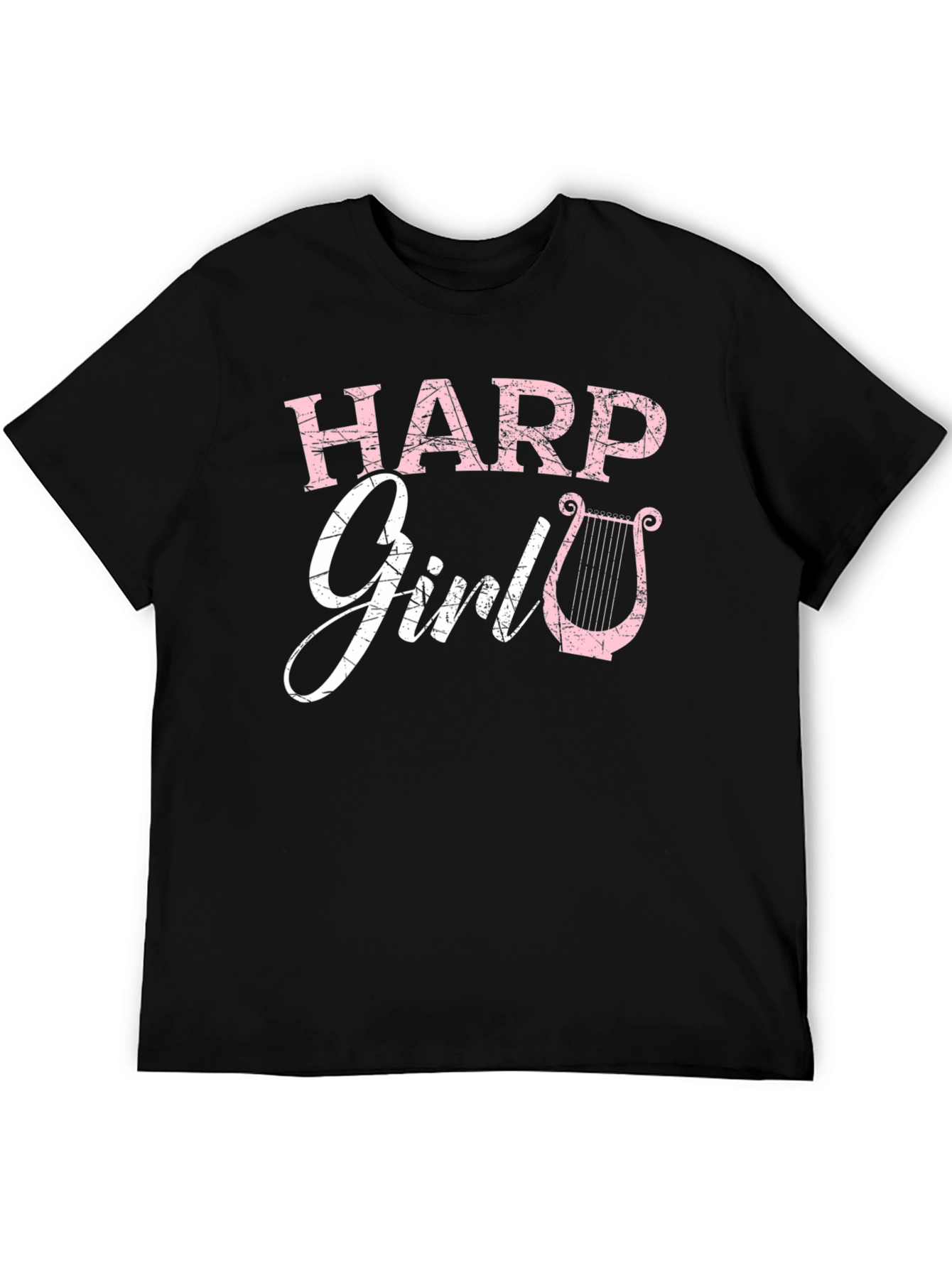 Harp Girl T-Shirt - Musician Tee - Pink Harp