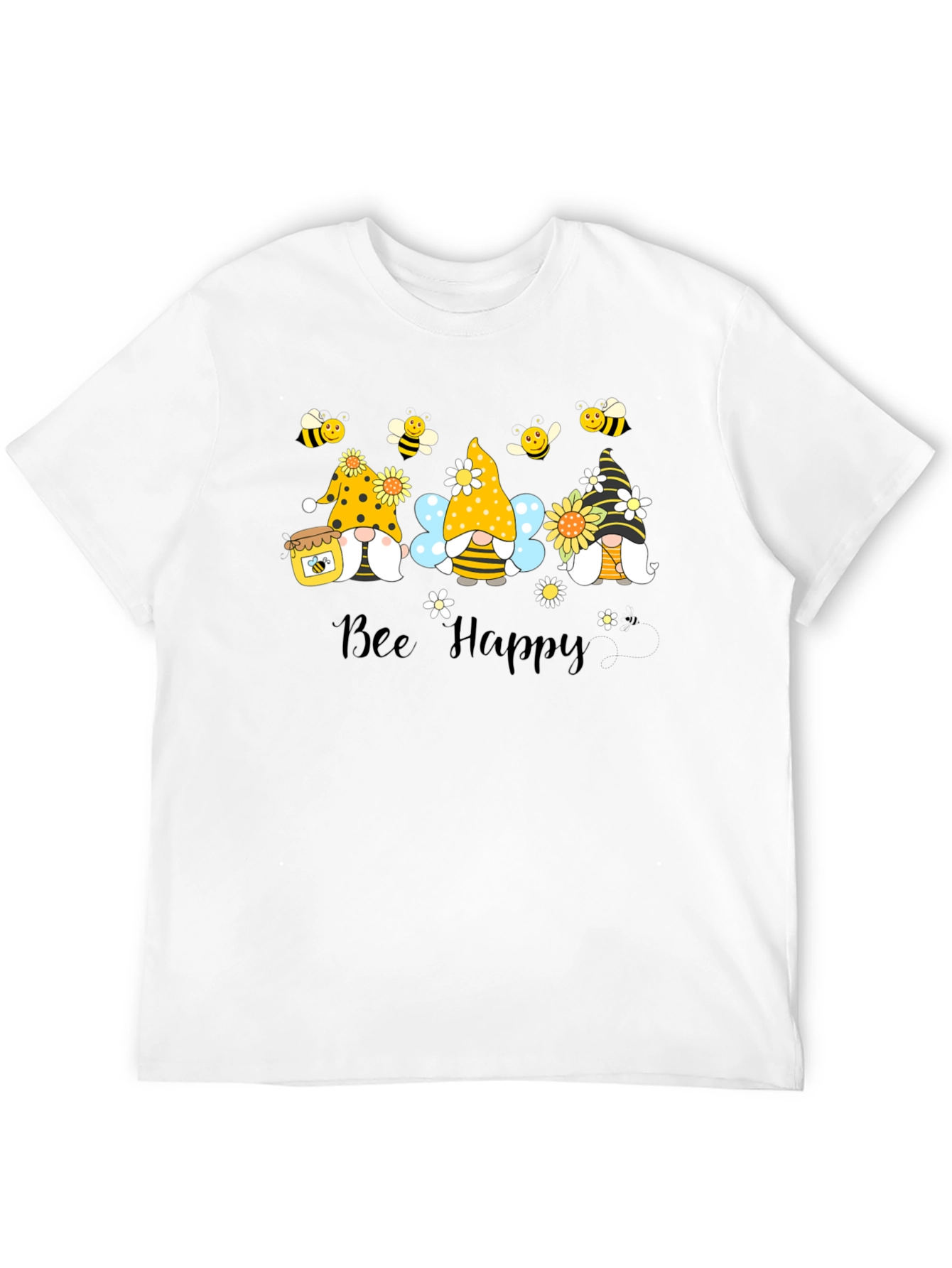 Bee Happy Gnomes Graphic T-Shirt - Cute & Comfy