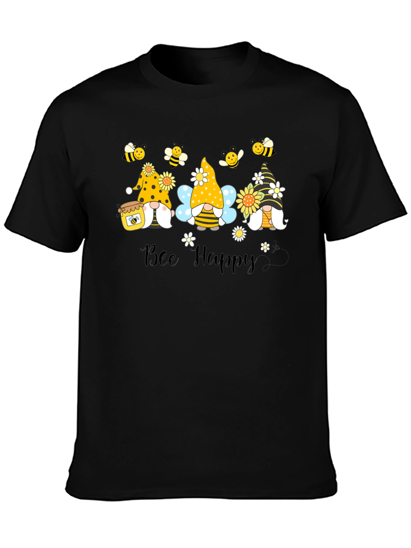 Bee Happy Gnomes Graphic T-Shirt - Cute & Comfy