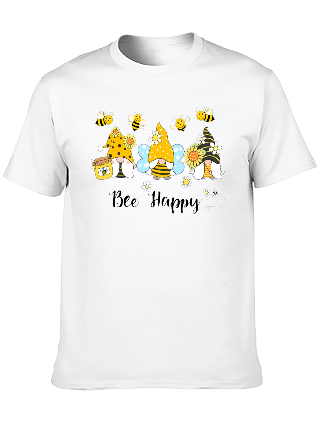 Bee Happy Gnomes Graphic T-Shirt - Cute & Comfy