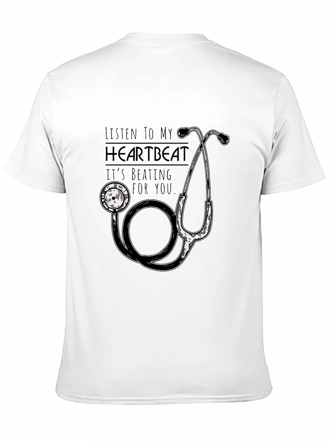 Heartbeat Stethoscope Graphic T-Shirt - Black