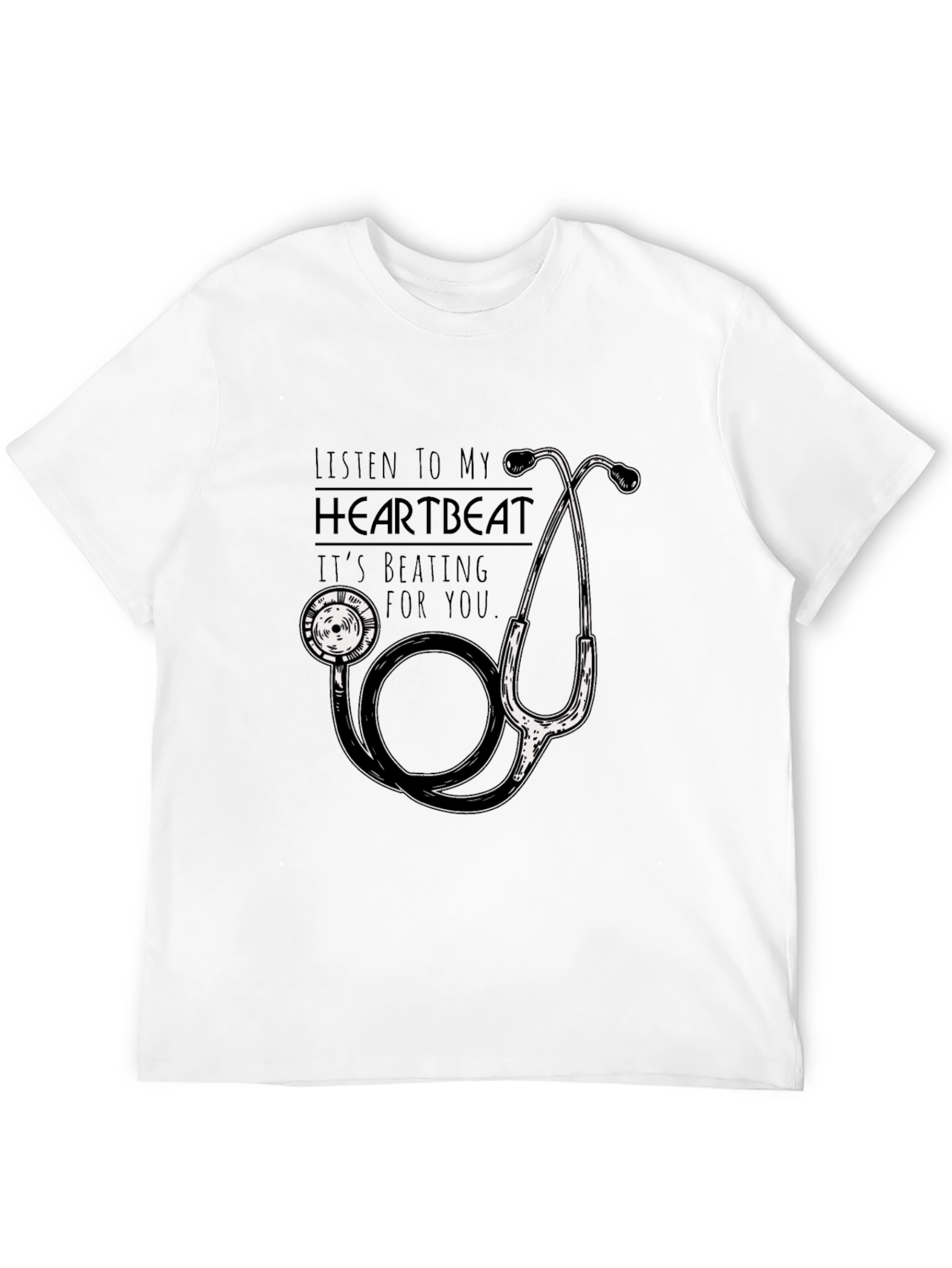 Heartbeat Stethoscope Graphic T-Shirt - Black