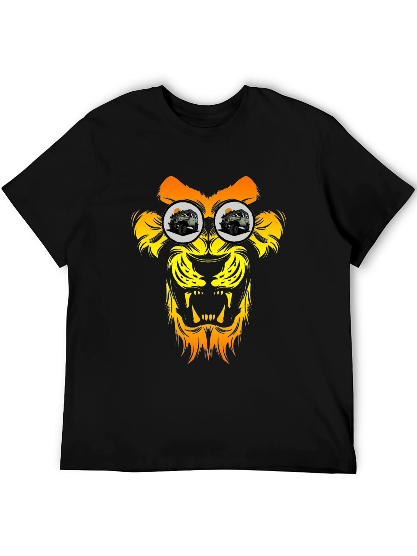 Lion Jeep T-Shirt - Black Graphic Tee