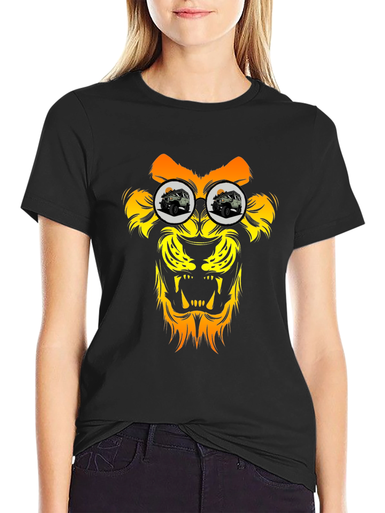 Lion Jeep T-Shirt - Black Graphic Tee