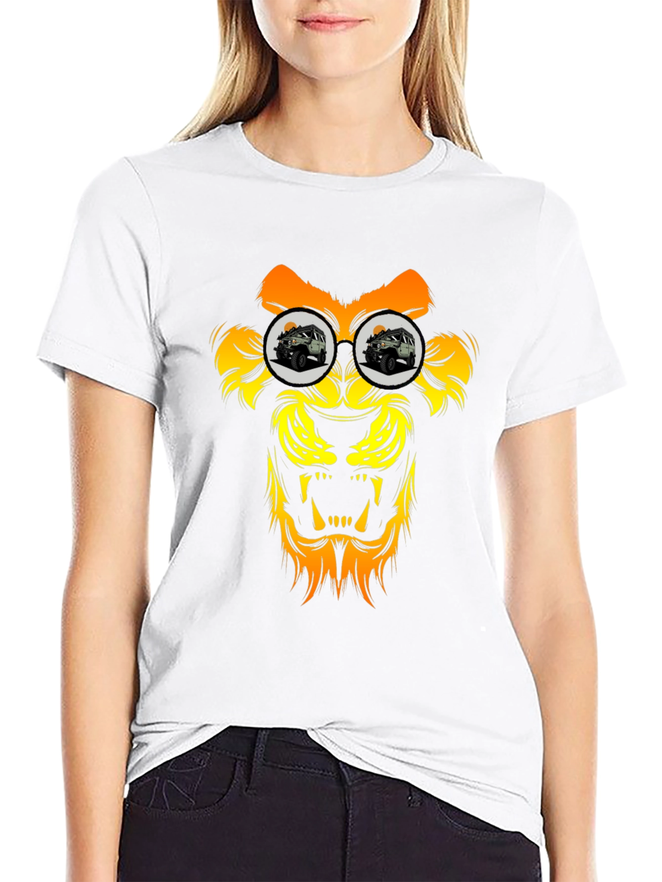 Lion Jeep T-Shirt - Black Graphic Tee