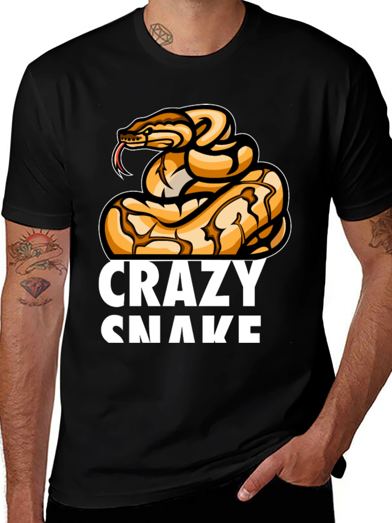 Crazy Snake Graphic T-Shirt - Black
