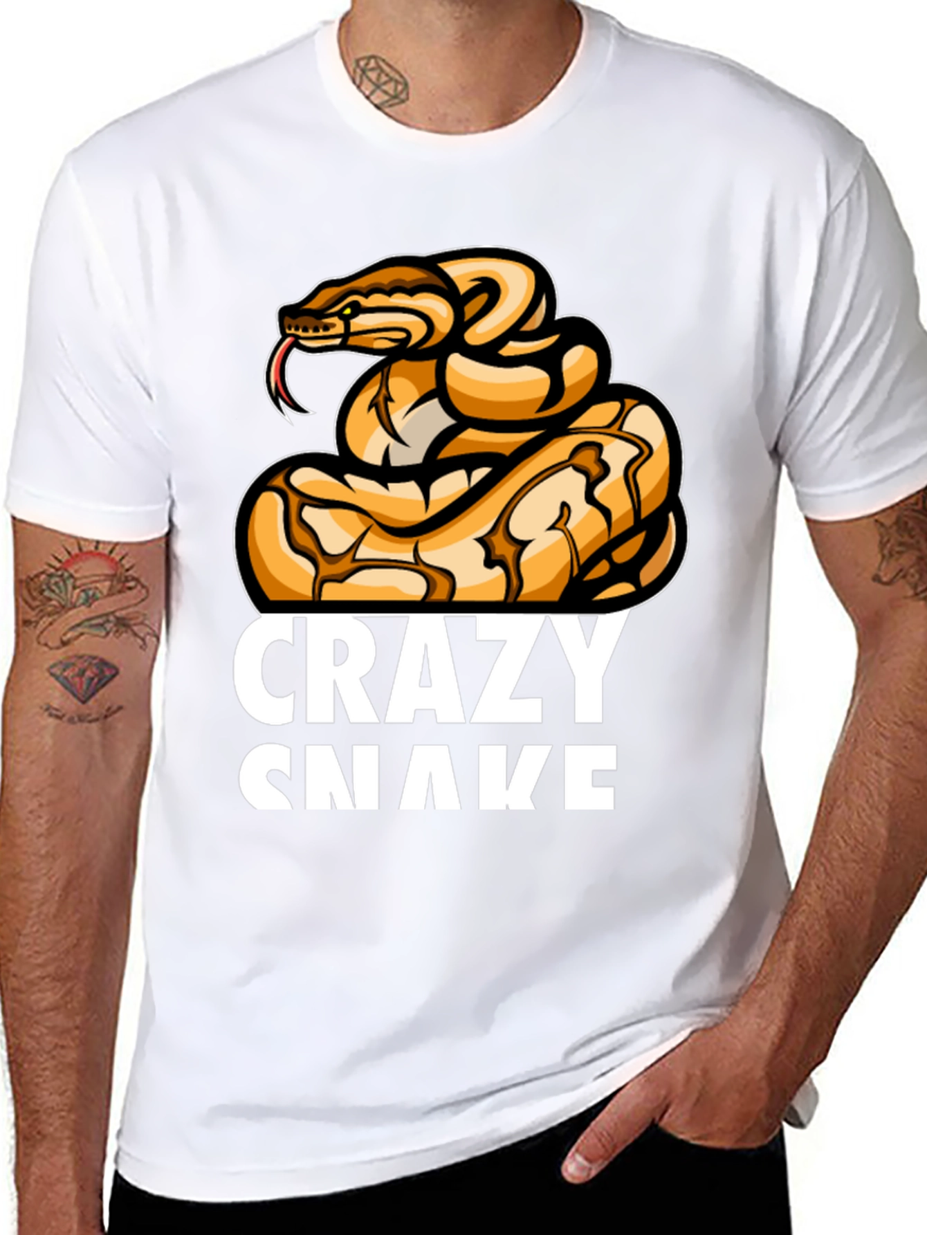 Crazy Snake Graphic T-Shirt - Black