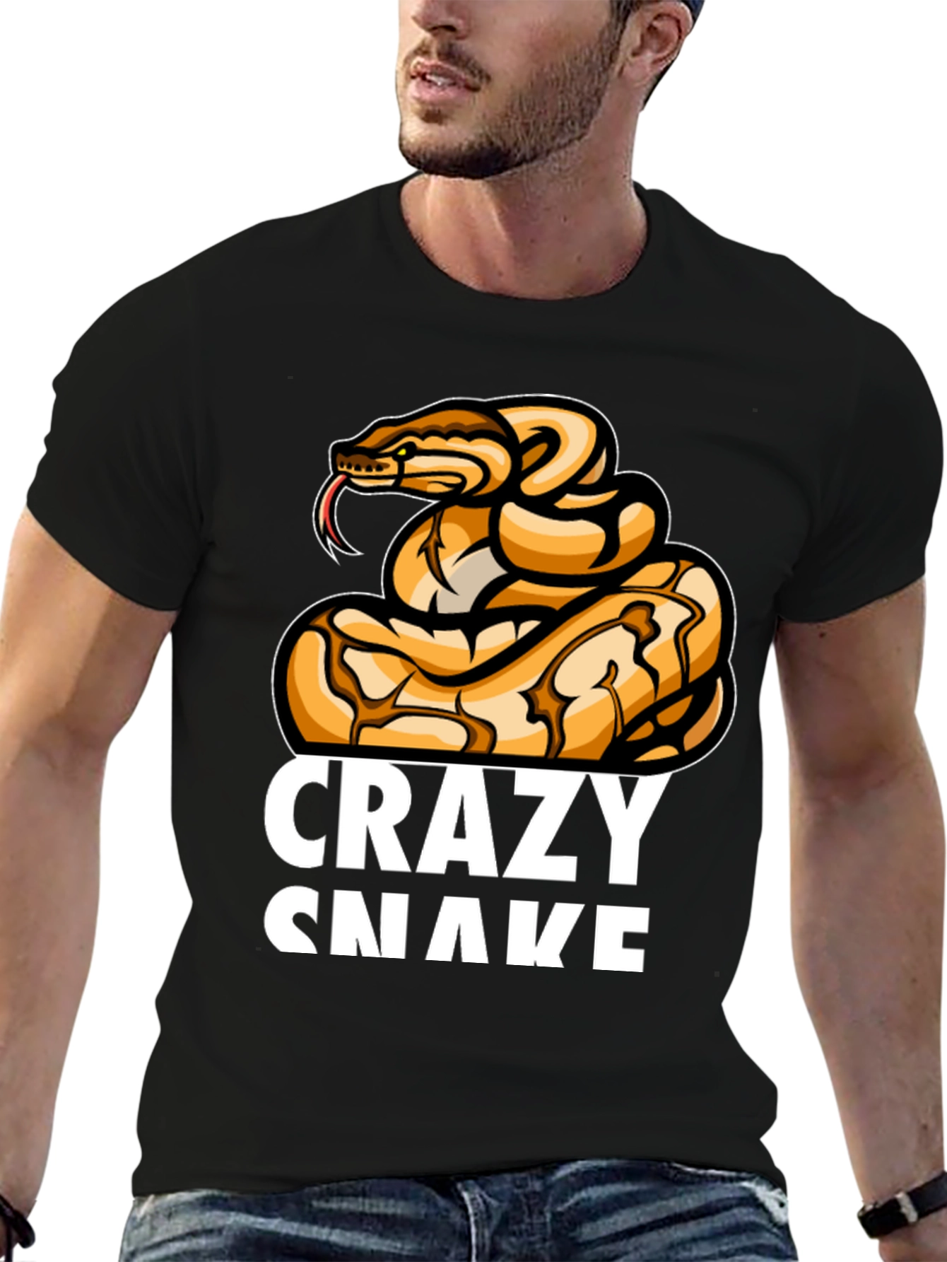 Crazy Snake Graphic T-Shirt - Black