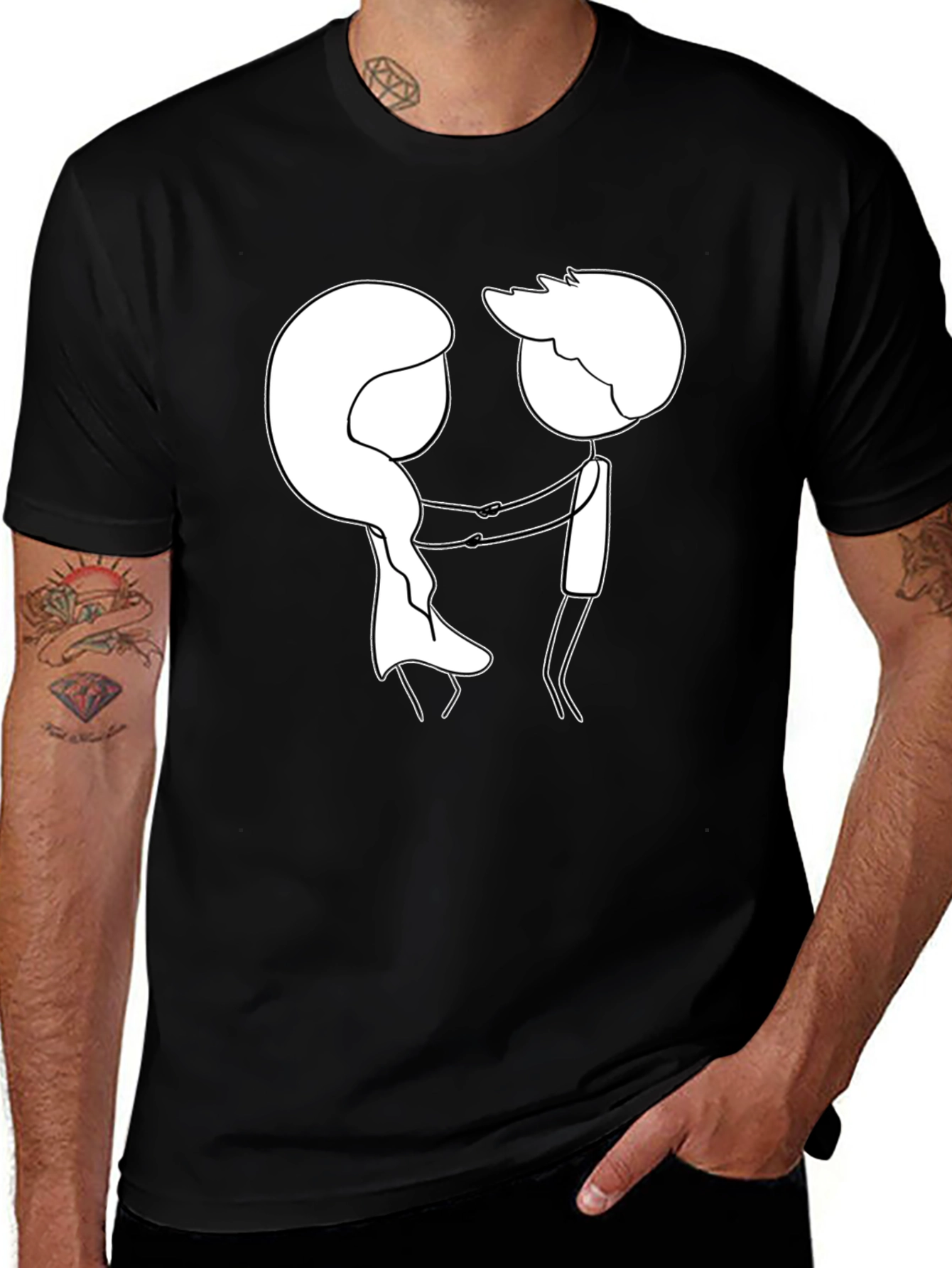 Sketchy Love Tee - Black Graphic T-Shirt