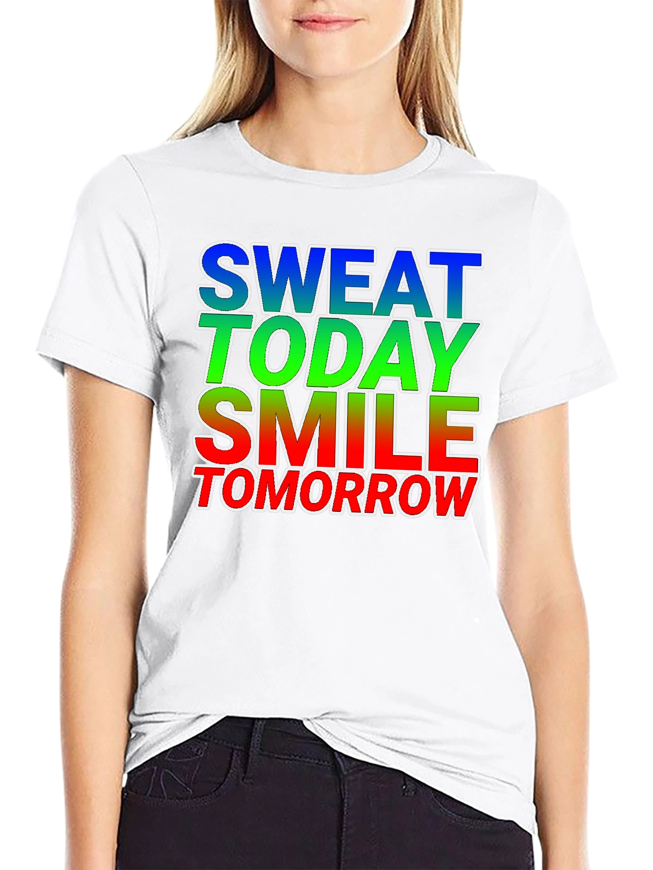 Motivational Sweat Today Smile Tomorrow Graphic Tee