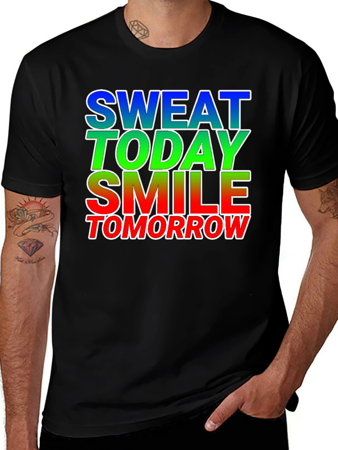 Motivational Sweat Today Smile Tomorrow Graphic Tee