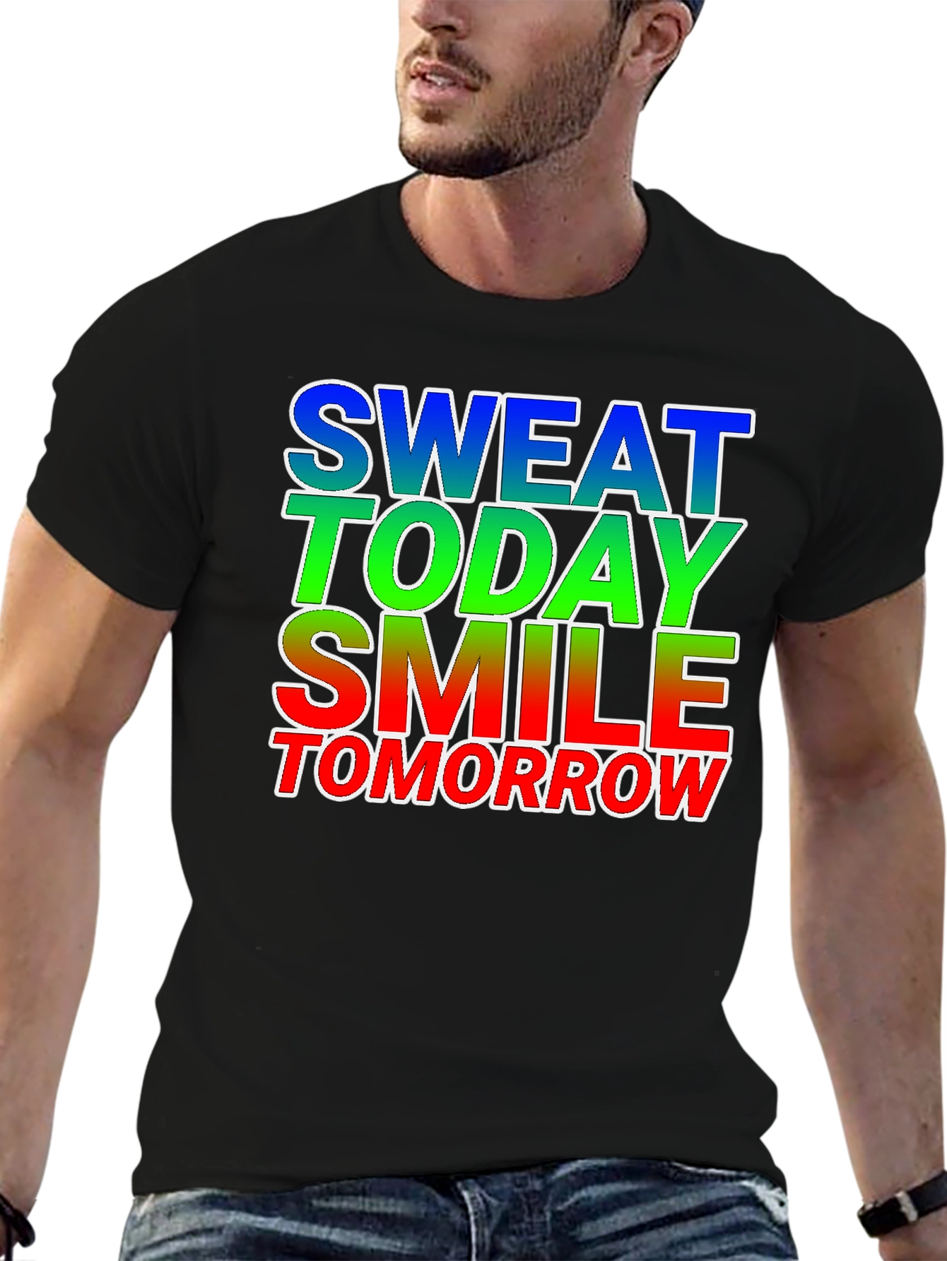 Motivational Sweat Today Smile Tomorrow Graphic Tee