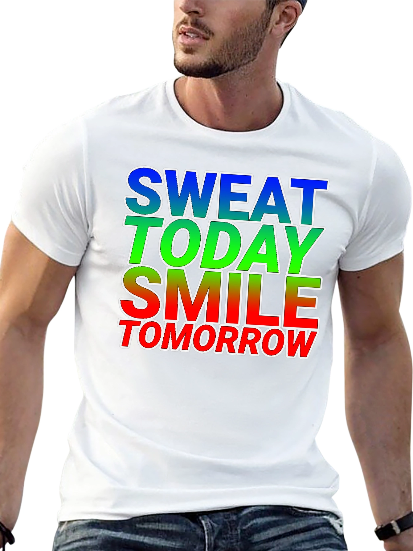 Motivational Sweat Today Smile Tomorrow Graphic Tee