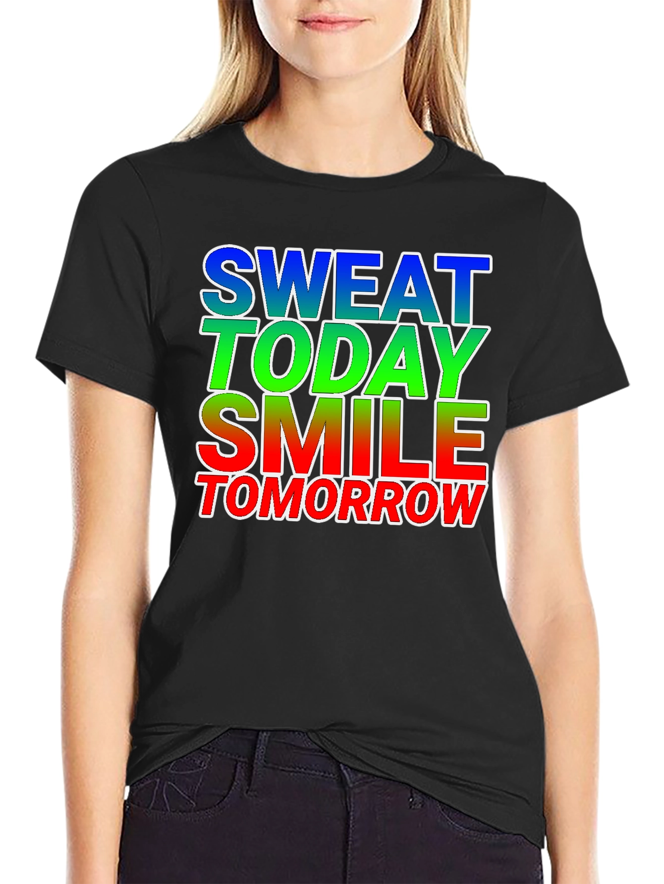 Motivational Sweat Today Smile Tomorrow Graphic Tee