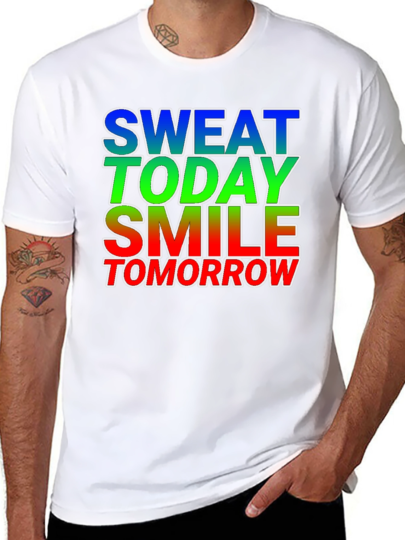 Motivational Sweat Today Smile Tomorrow Graphic Tee
