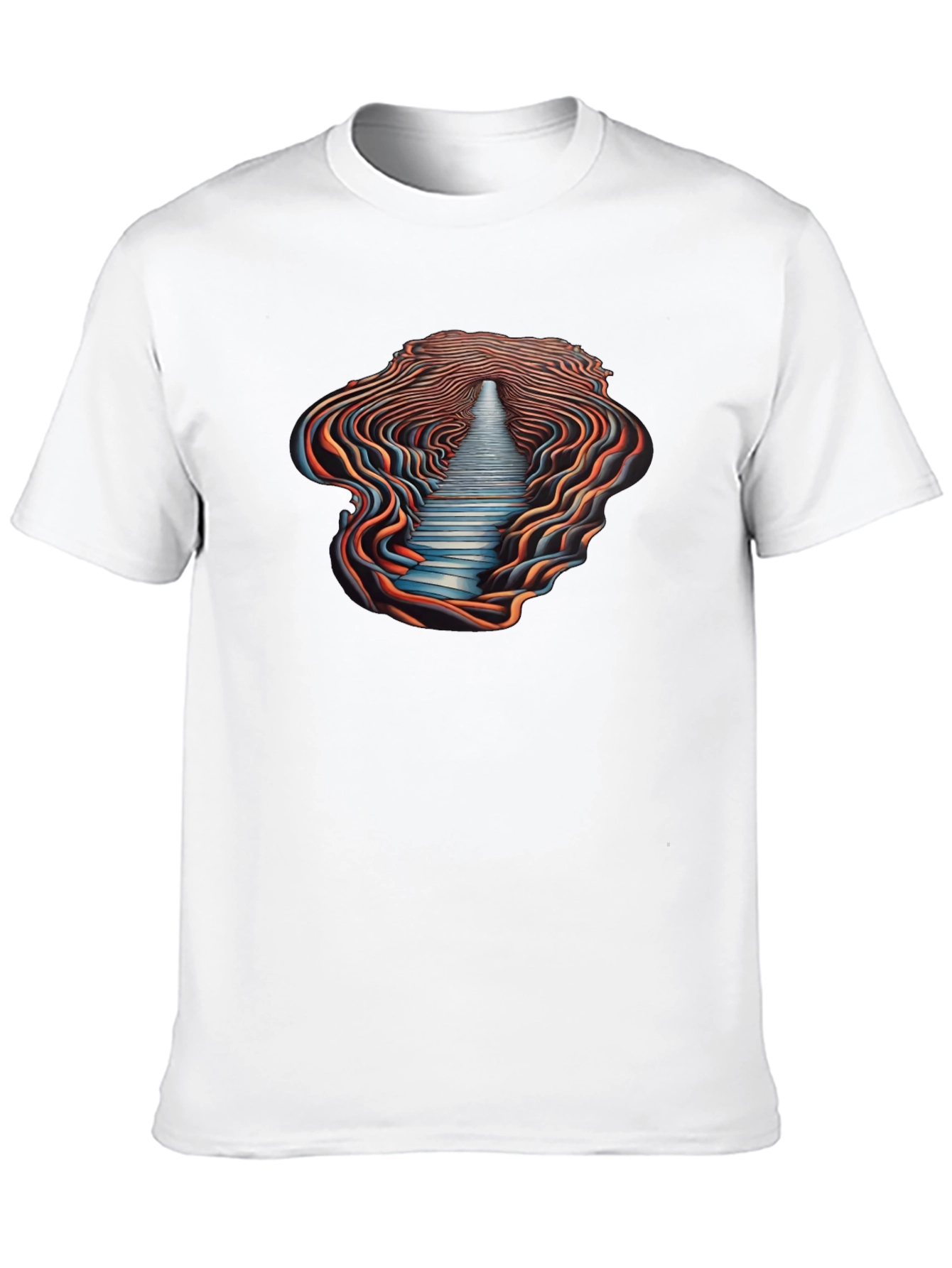 Optical Illusion Pathway Graphic Tee - Black