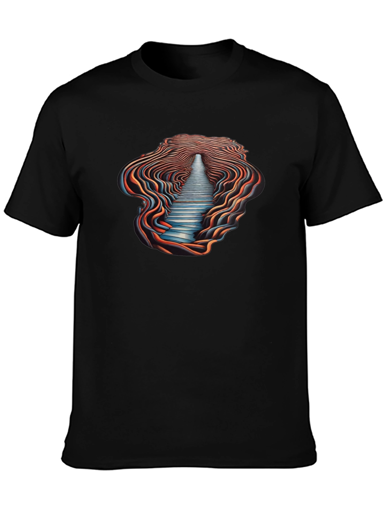 Optical Illusion Pathway Graphic Tee - Black