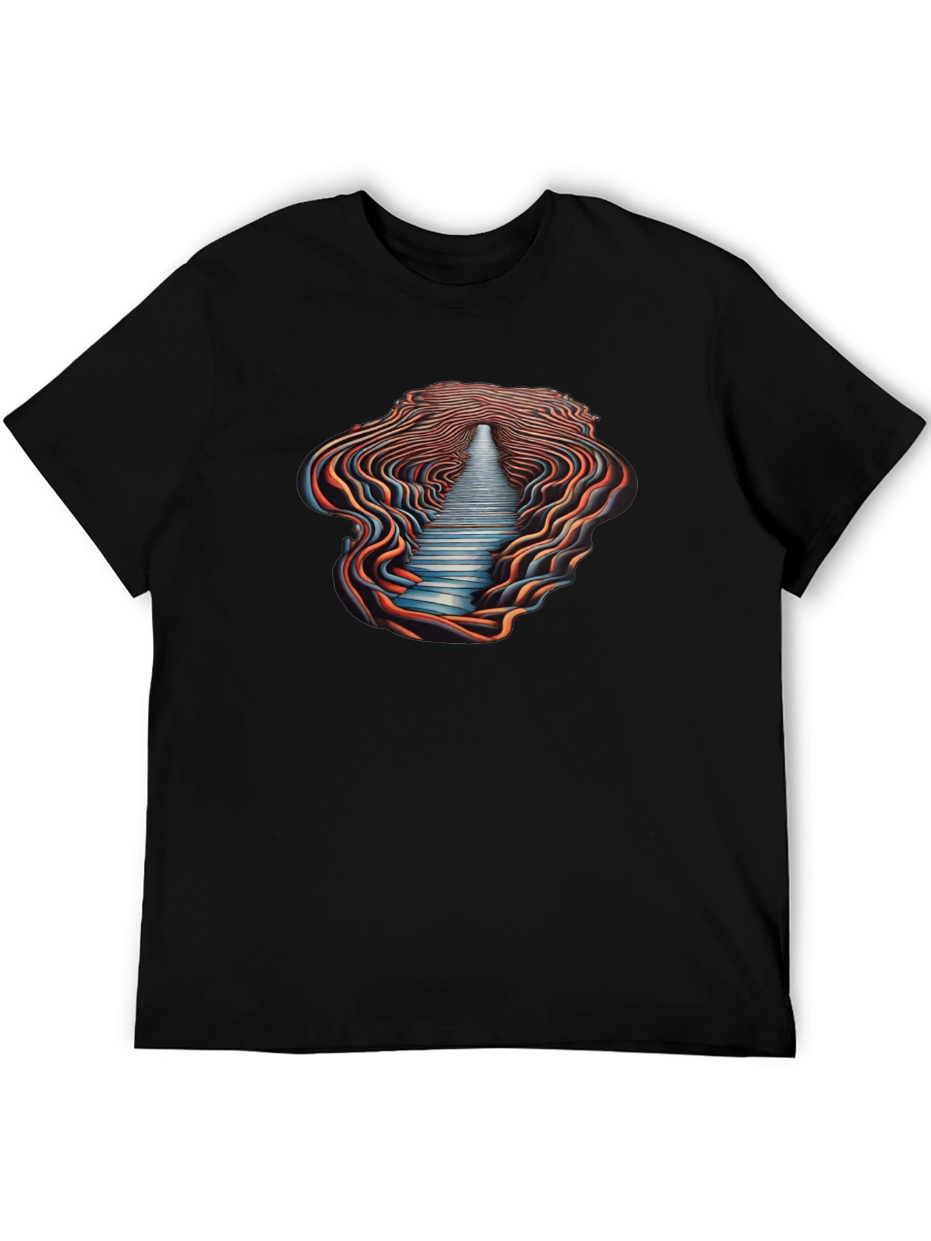 Optical Illusion Pathway Graphic Tee - Black