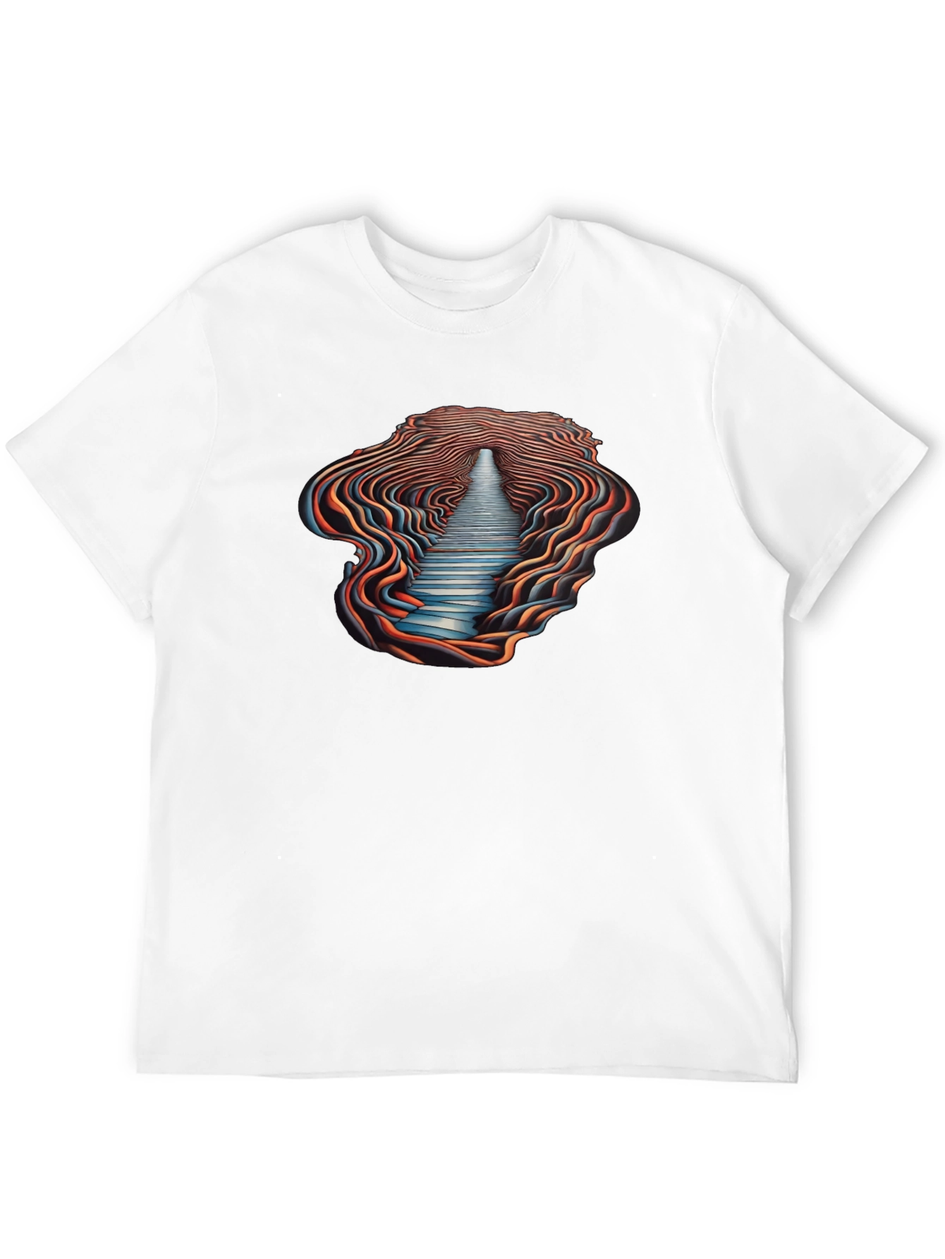 Optical Illusion Pathway Graphic Tee - Black