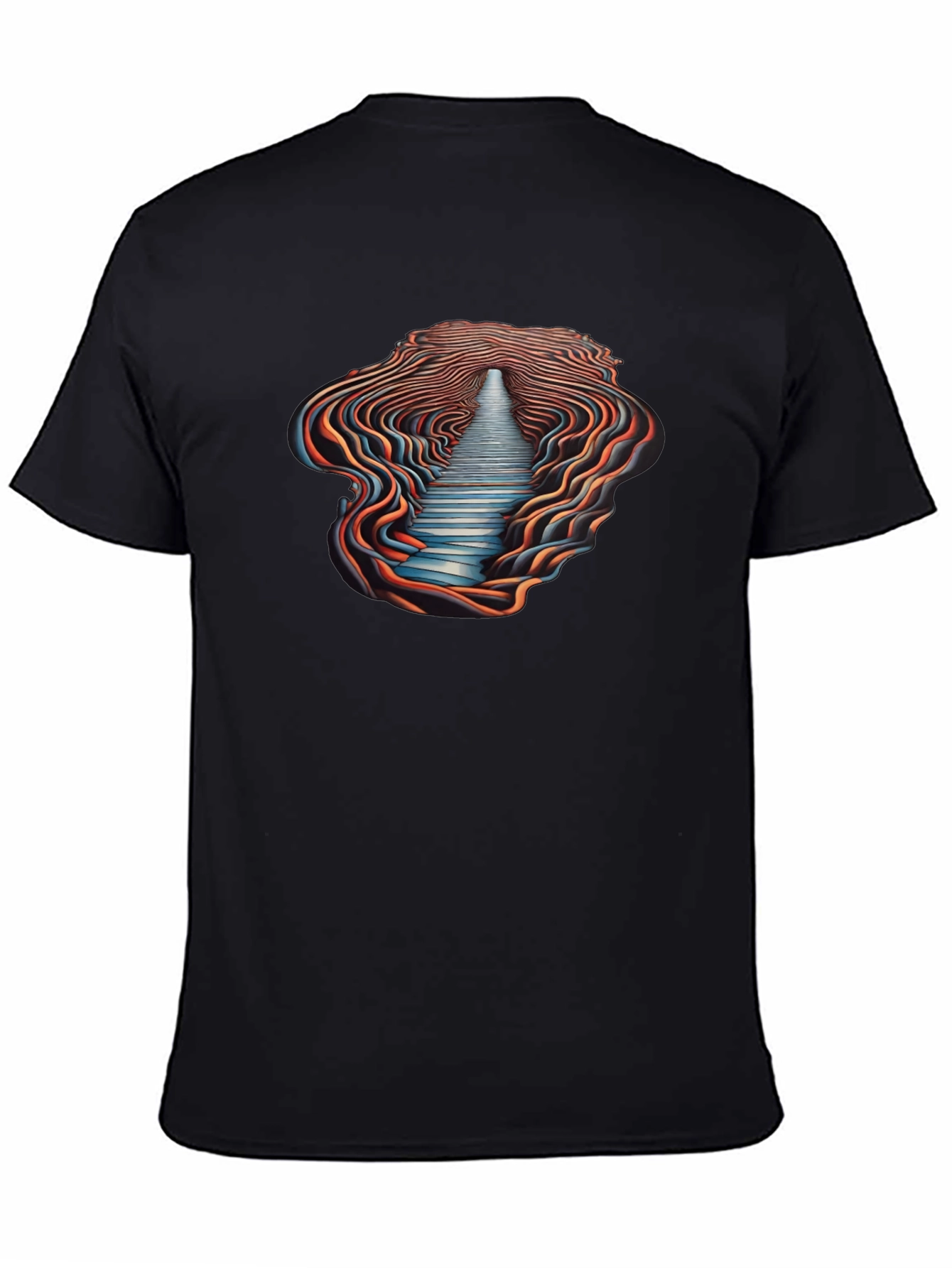 Optical Illusion Pathway Graphic Tee - Black