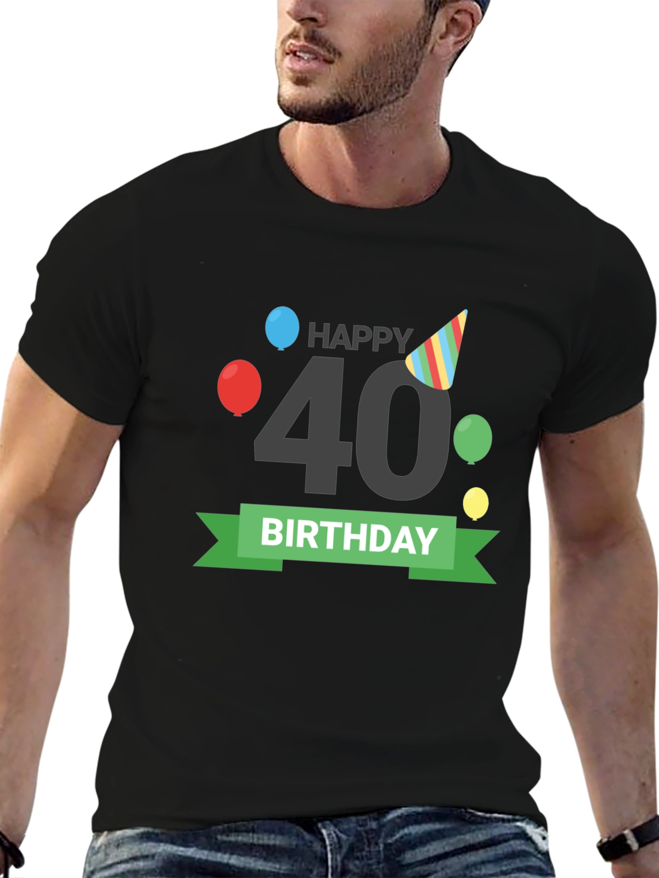 Happy 40th Birthday T-Shirt Black Tee