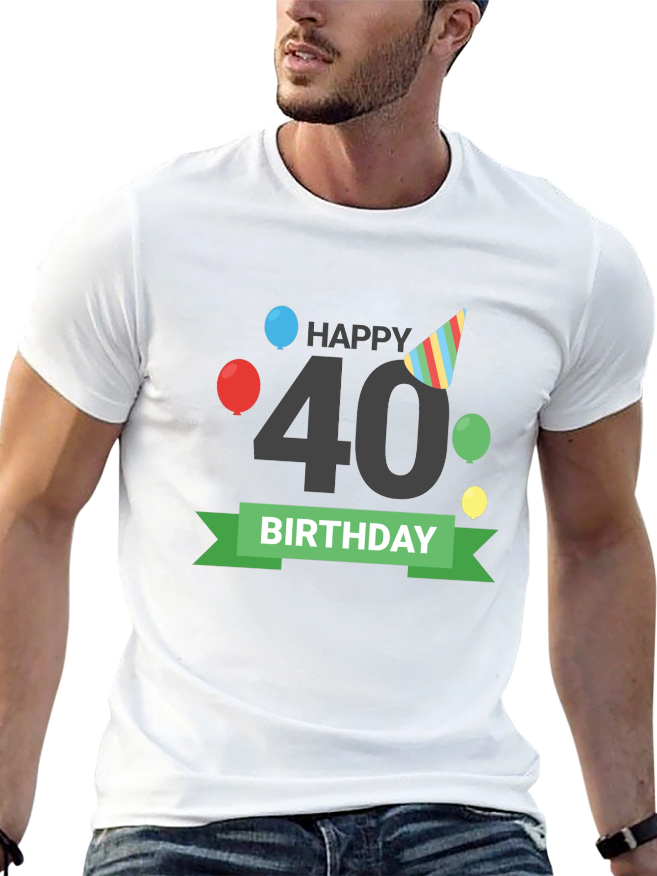 Happy 40th Birthday T-Shirt Black Tee